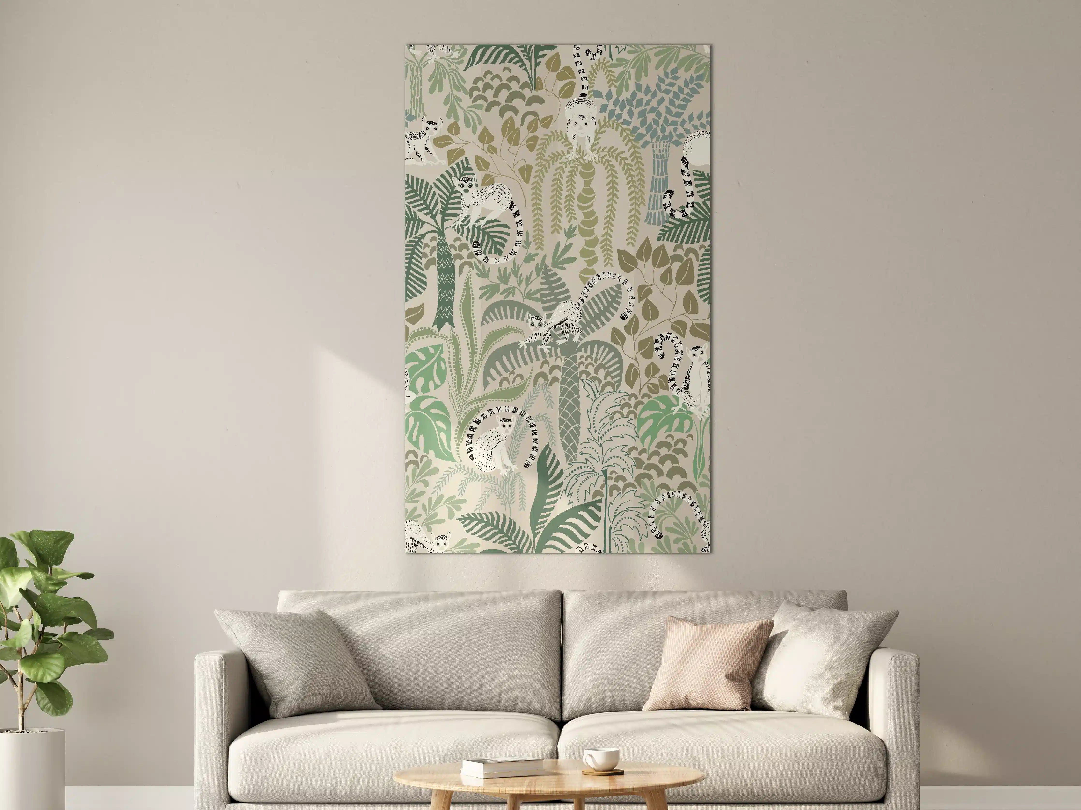Große Wandbilder - Dschungel mit weißen Tigern und vielfältiger Vegetation