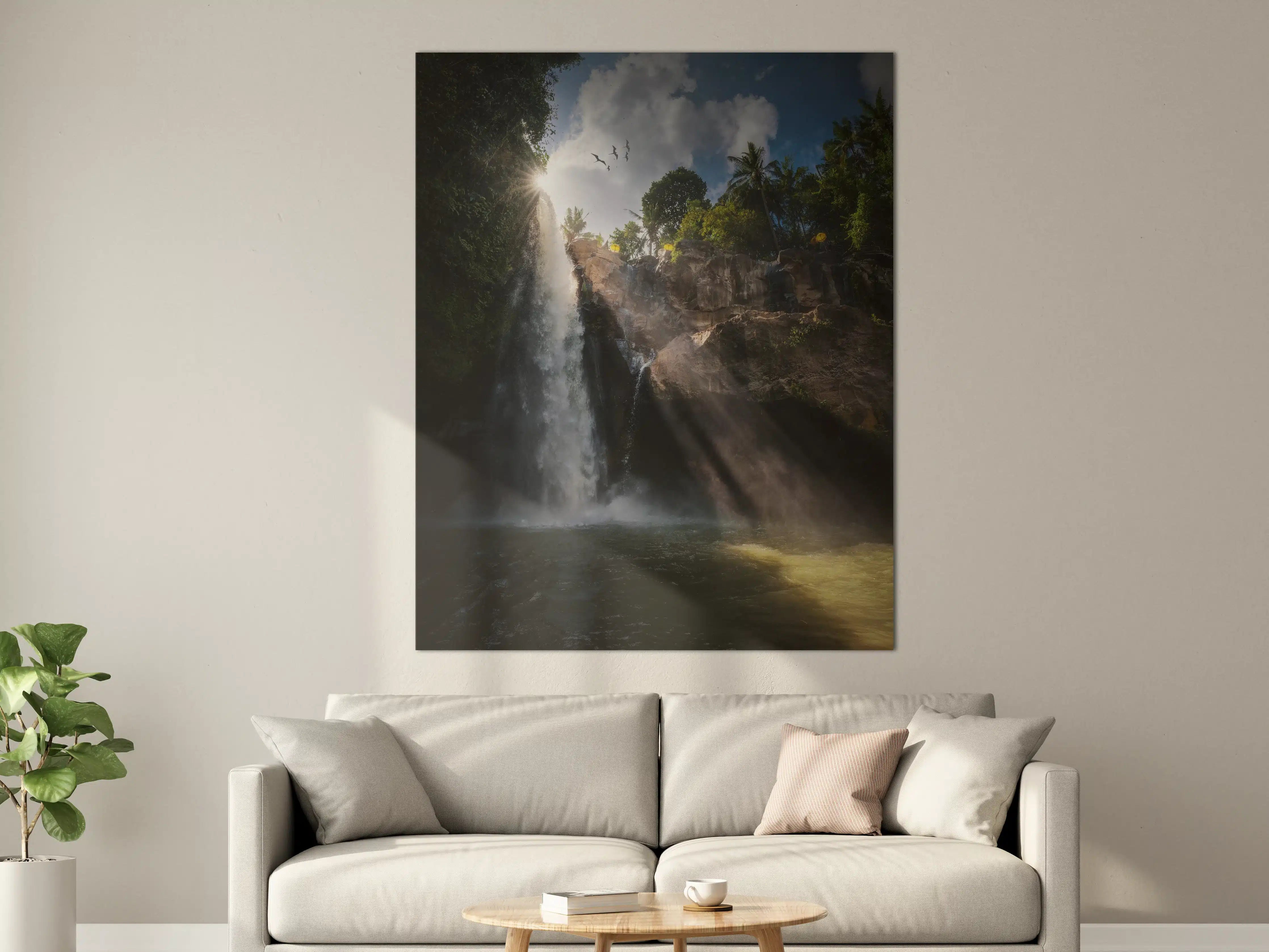 Große Wandbilder - Dschungelwasserfall bei Sonnenlicht