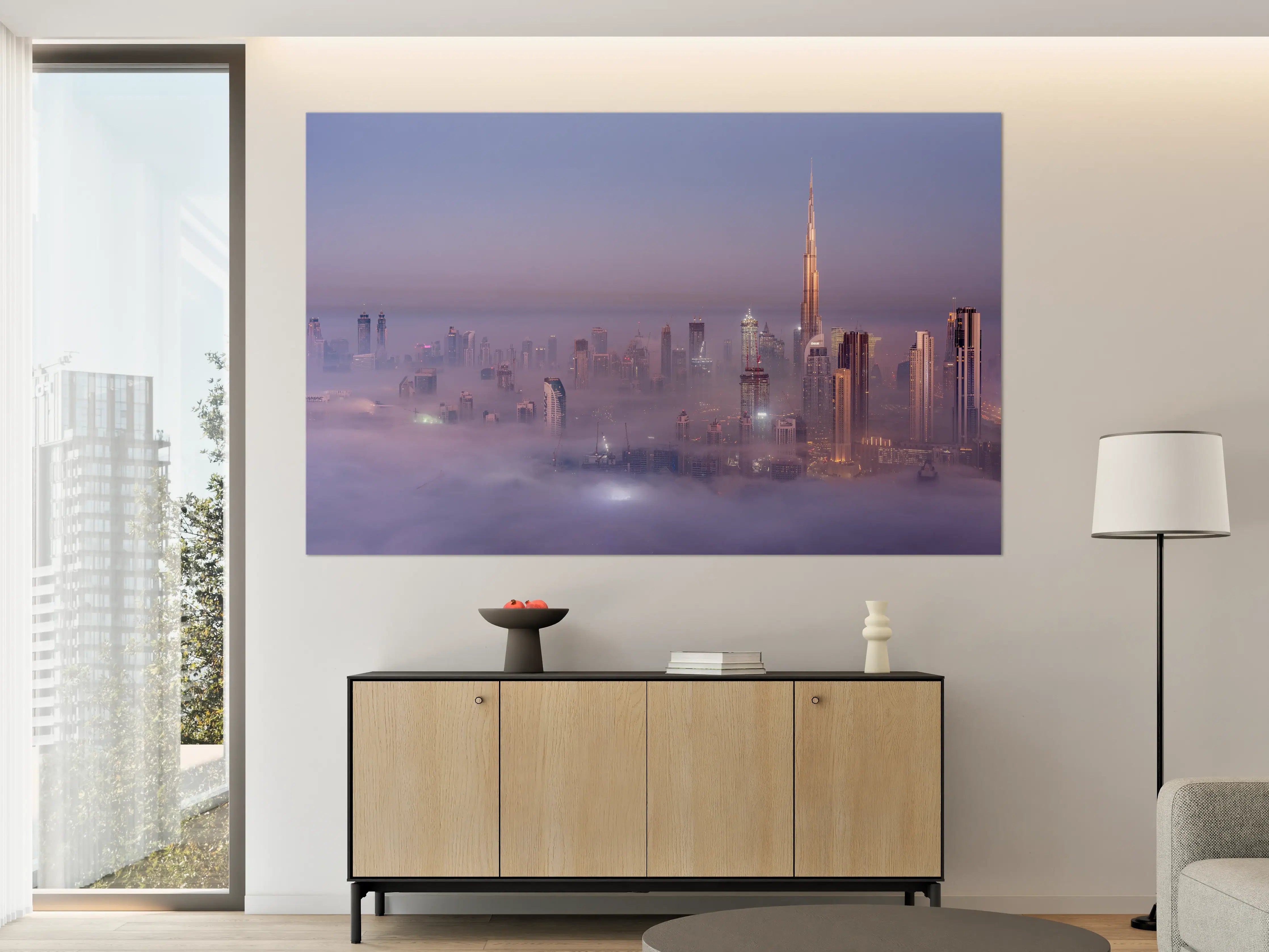 Große Wandbilder - Dubai Skyline bei Sonnenaufgang