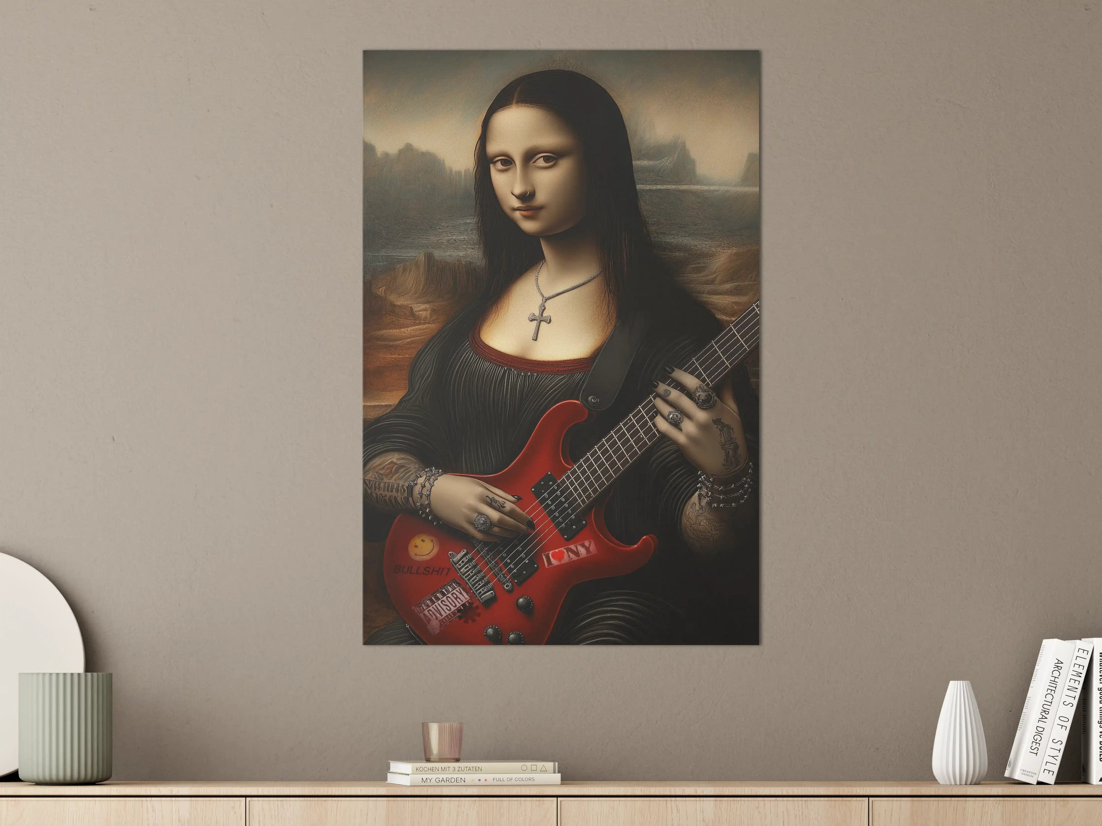 Große Wandbilder - Düstere Kunst mit rotem E-Gitarre
