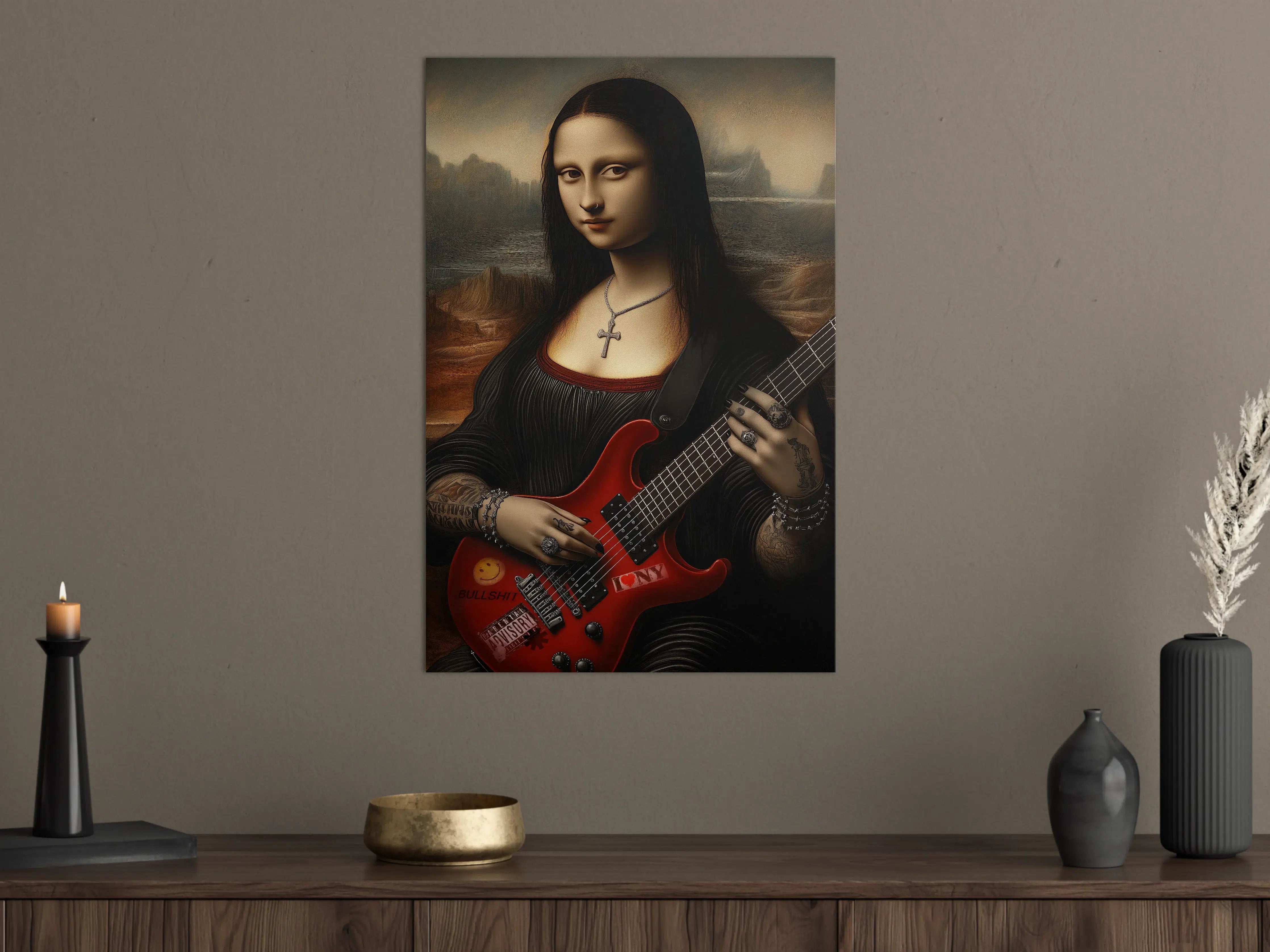 Große Wandbilder - Düstere Kunst mit rotem E-Gitarre