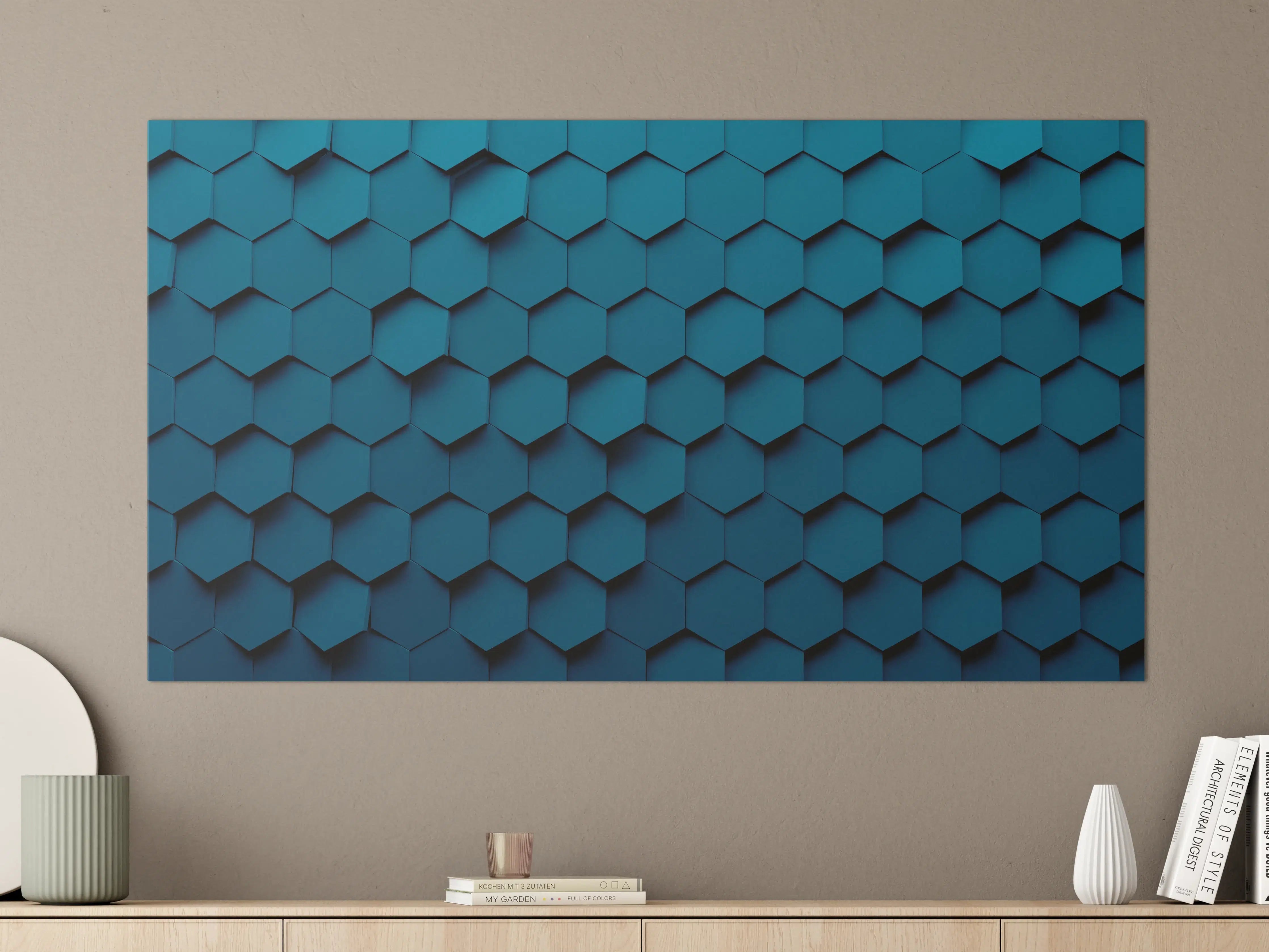 Große Wandbilder - Dunkelblaue 3D-Hexagon-Wanddekoration
