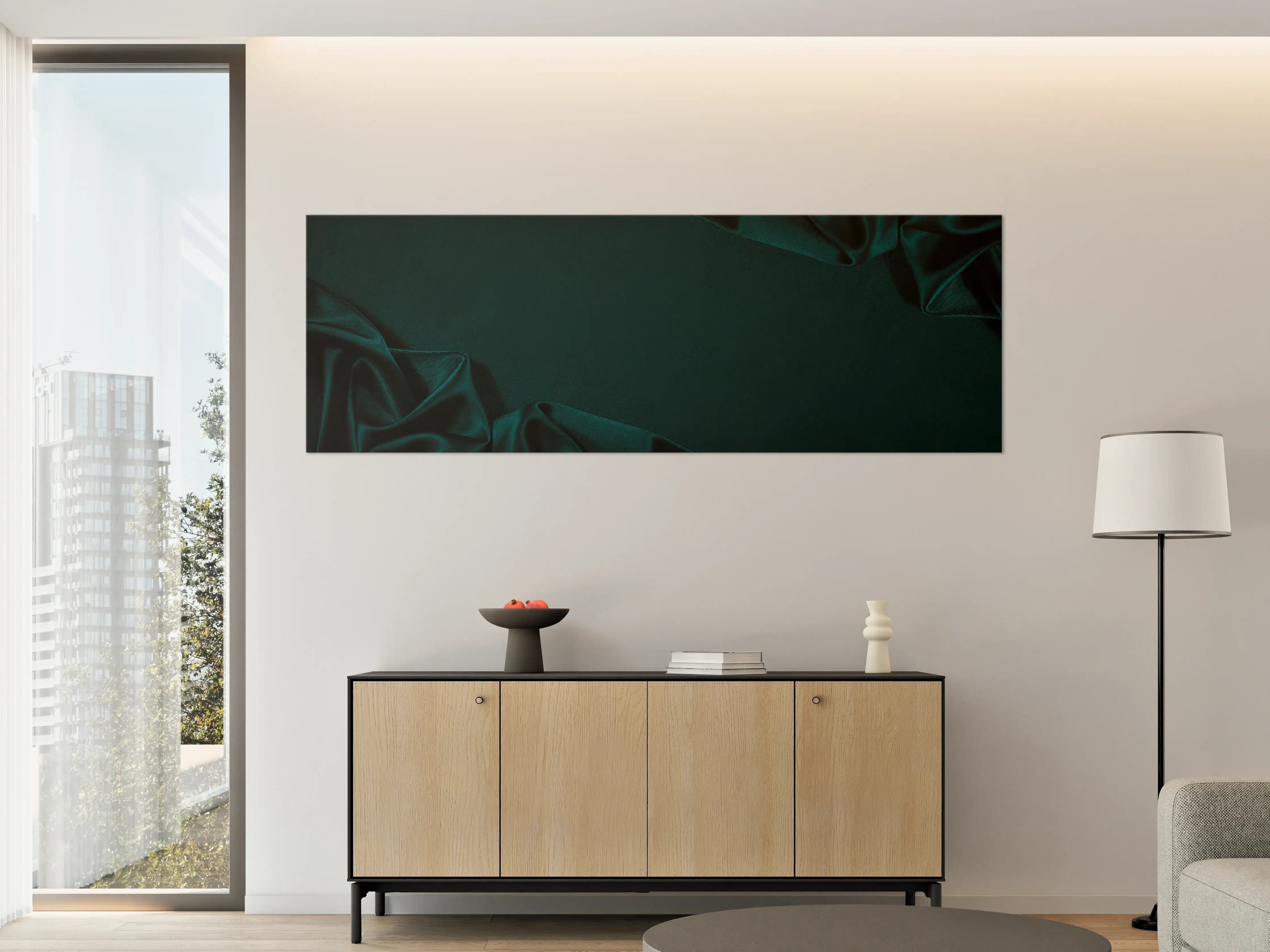 Große Wandbilder - Dunkelblauer Seidensatin Luxus