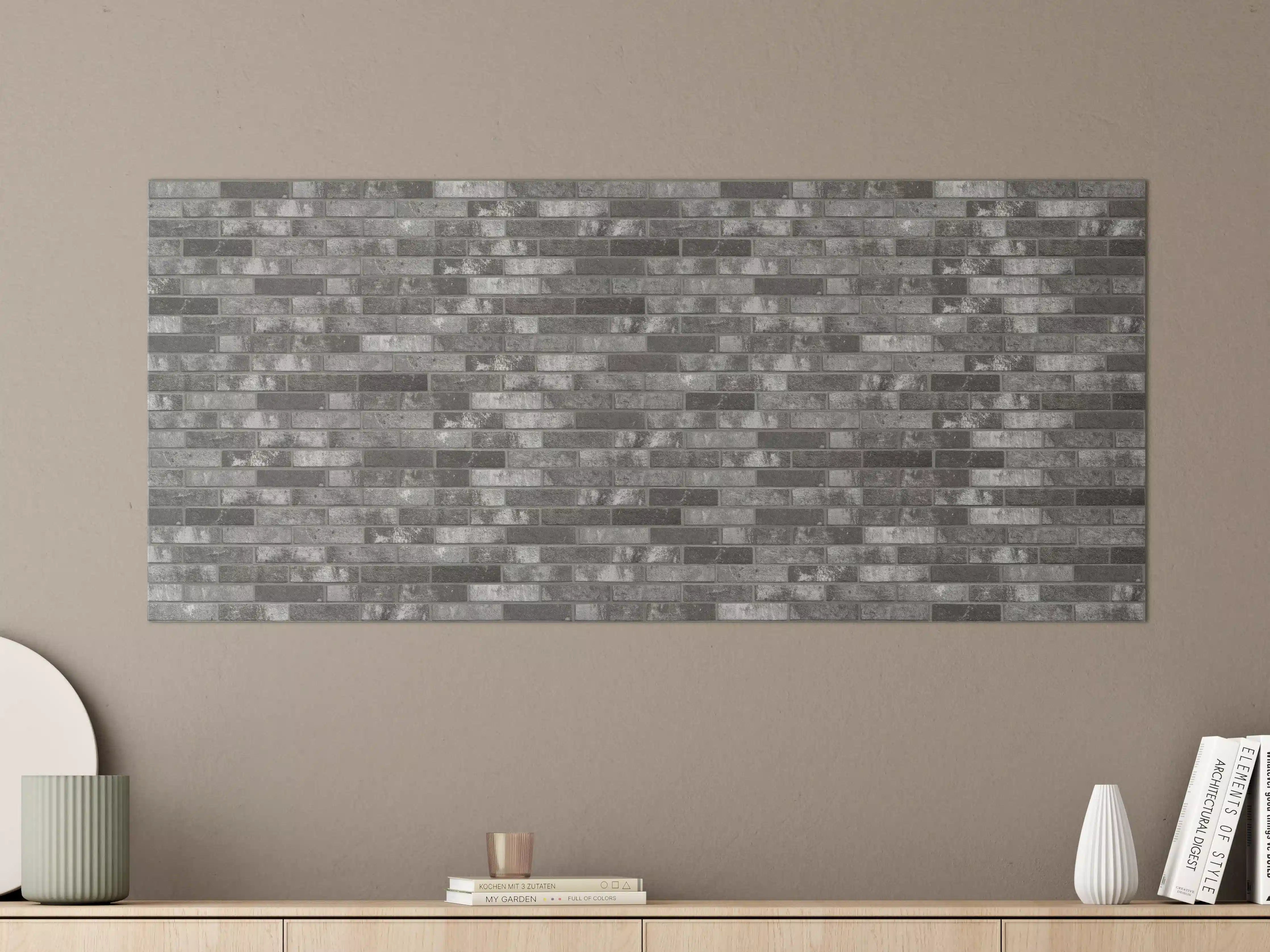 Große Wandbilder - Dunkelgraue Backsteinmauer