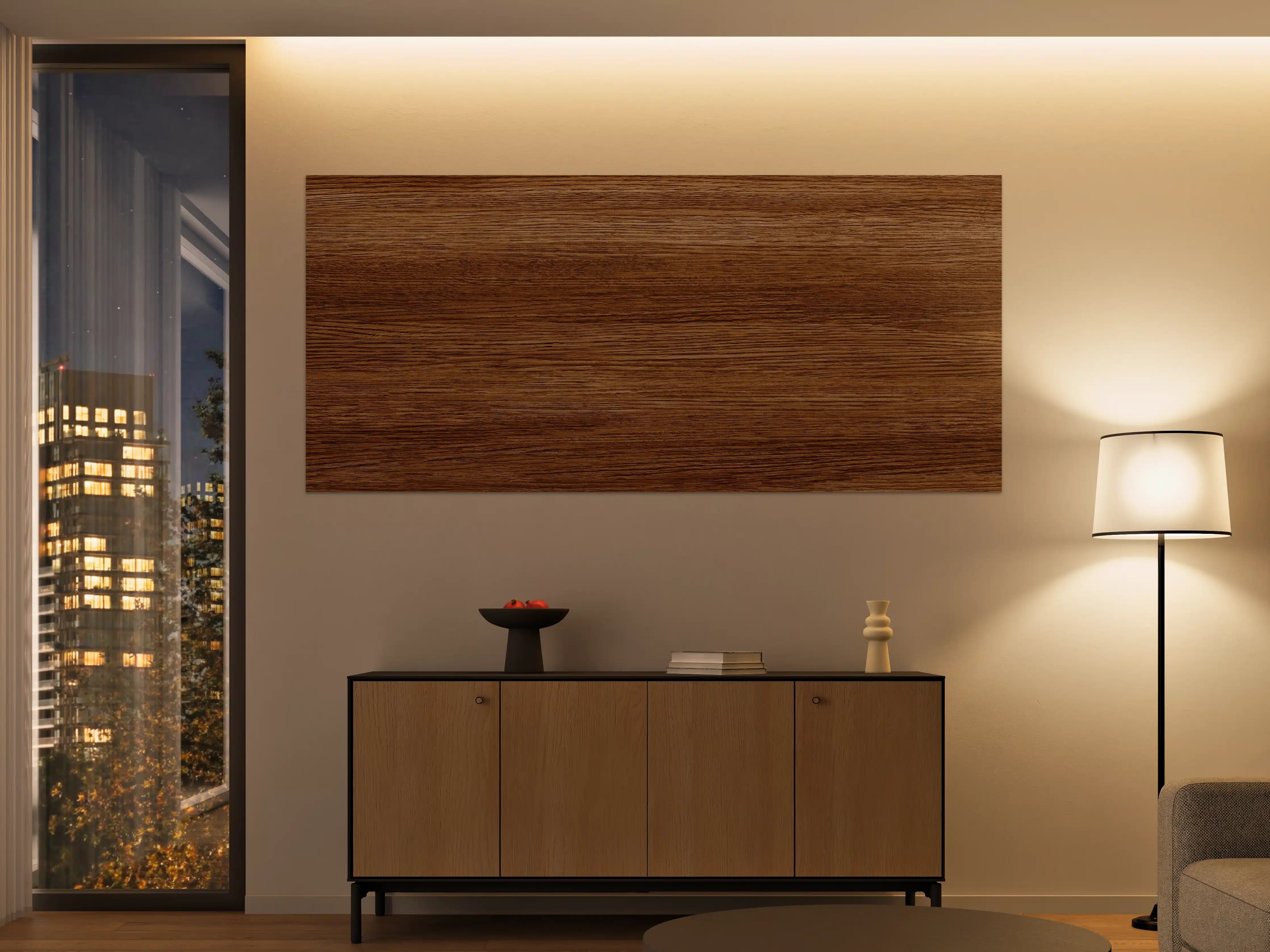 Große Wandbilder - Dunkle Holzwand mit Streifenmuster