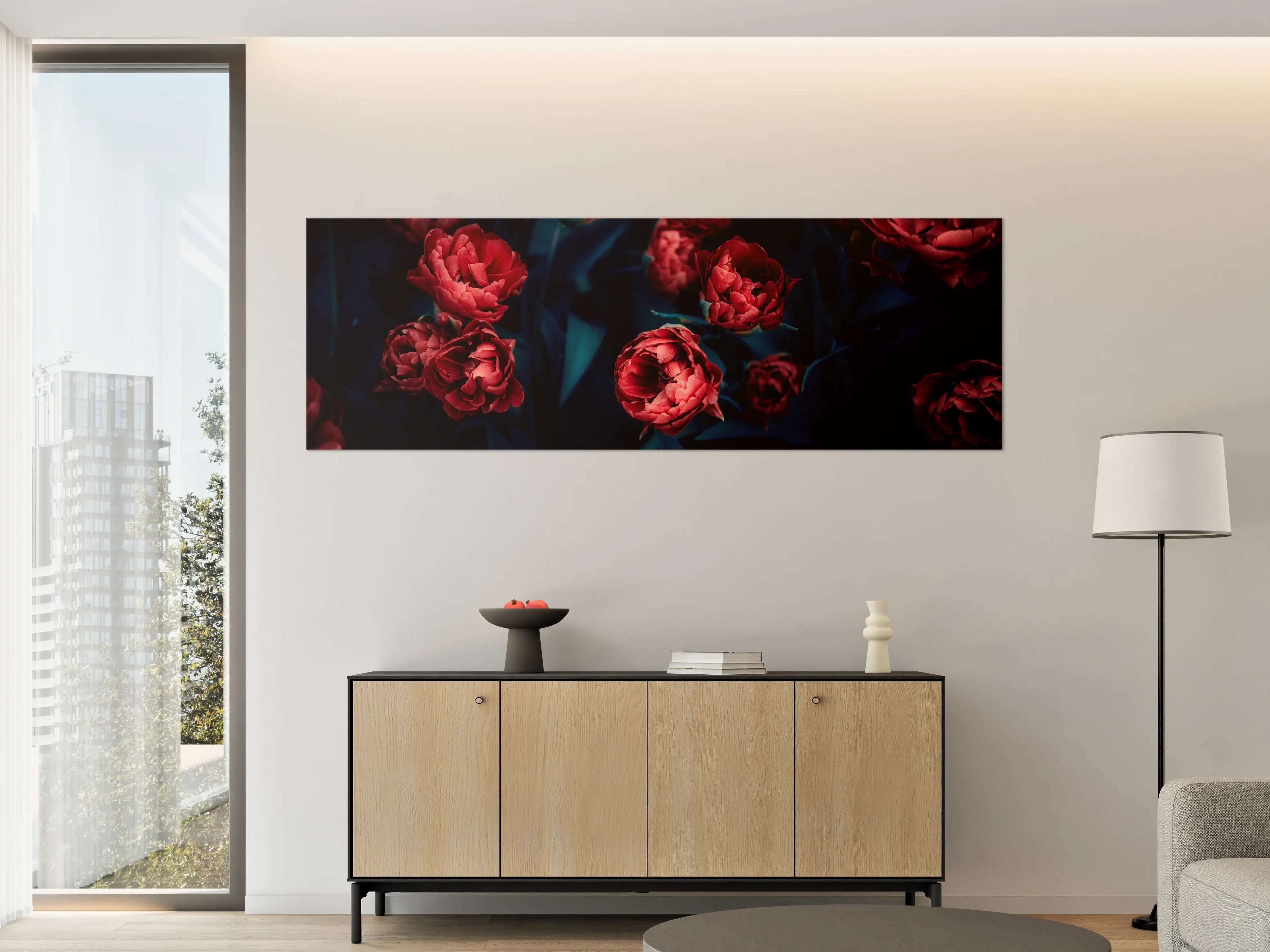 Große Wandbilder - Dunkle Rosen mit dunklem Hintergrund