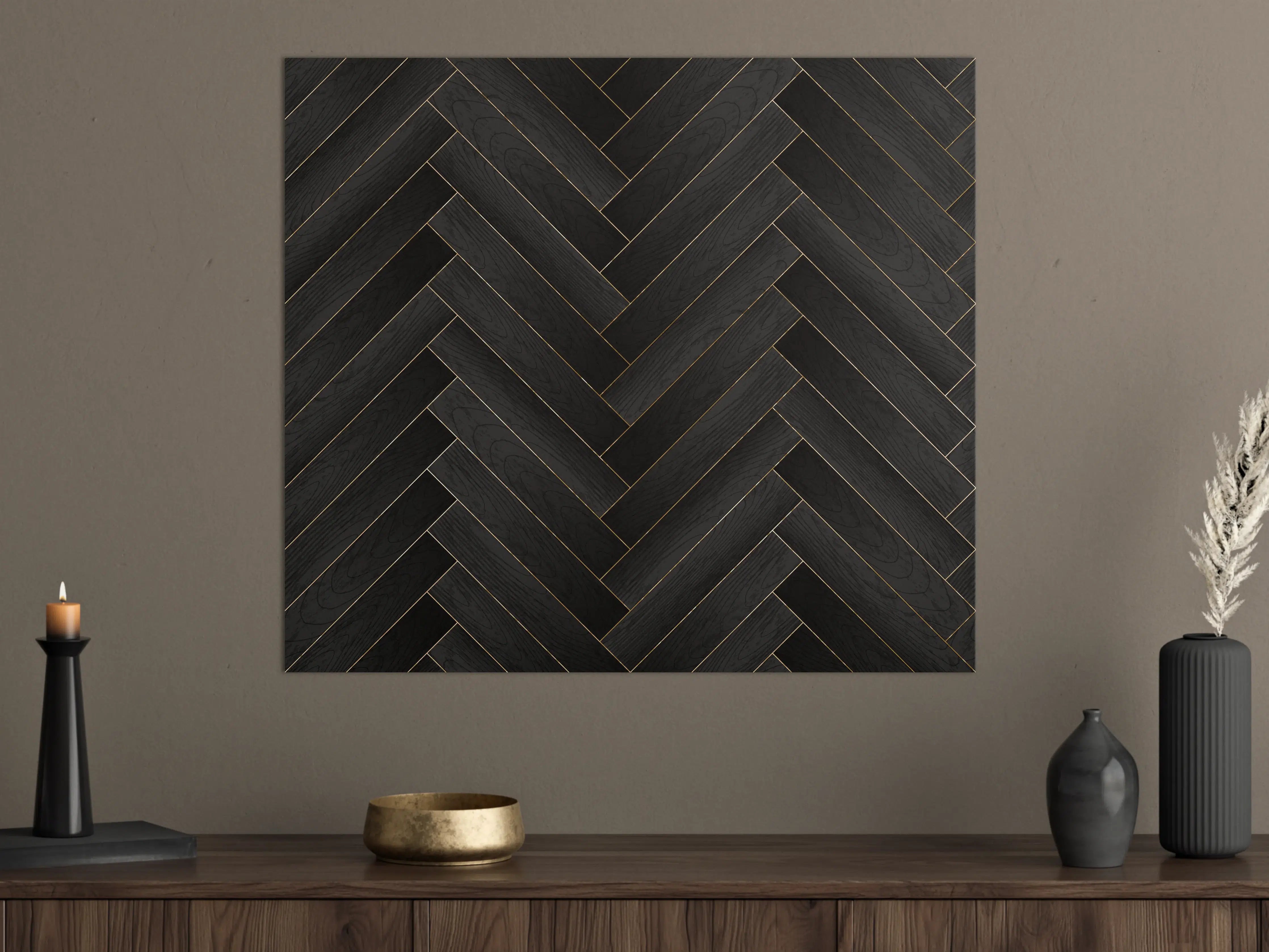 Große Wandbilder - Dunkles Fischgrät Holzparkett
