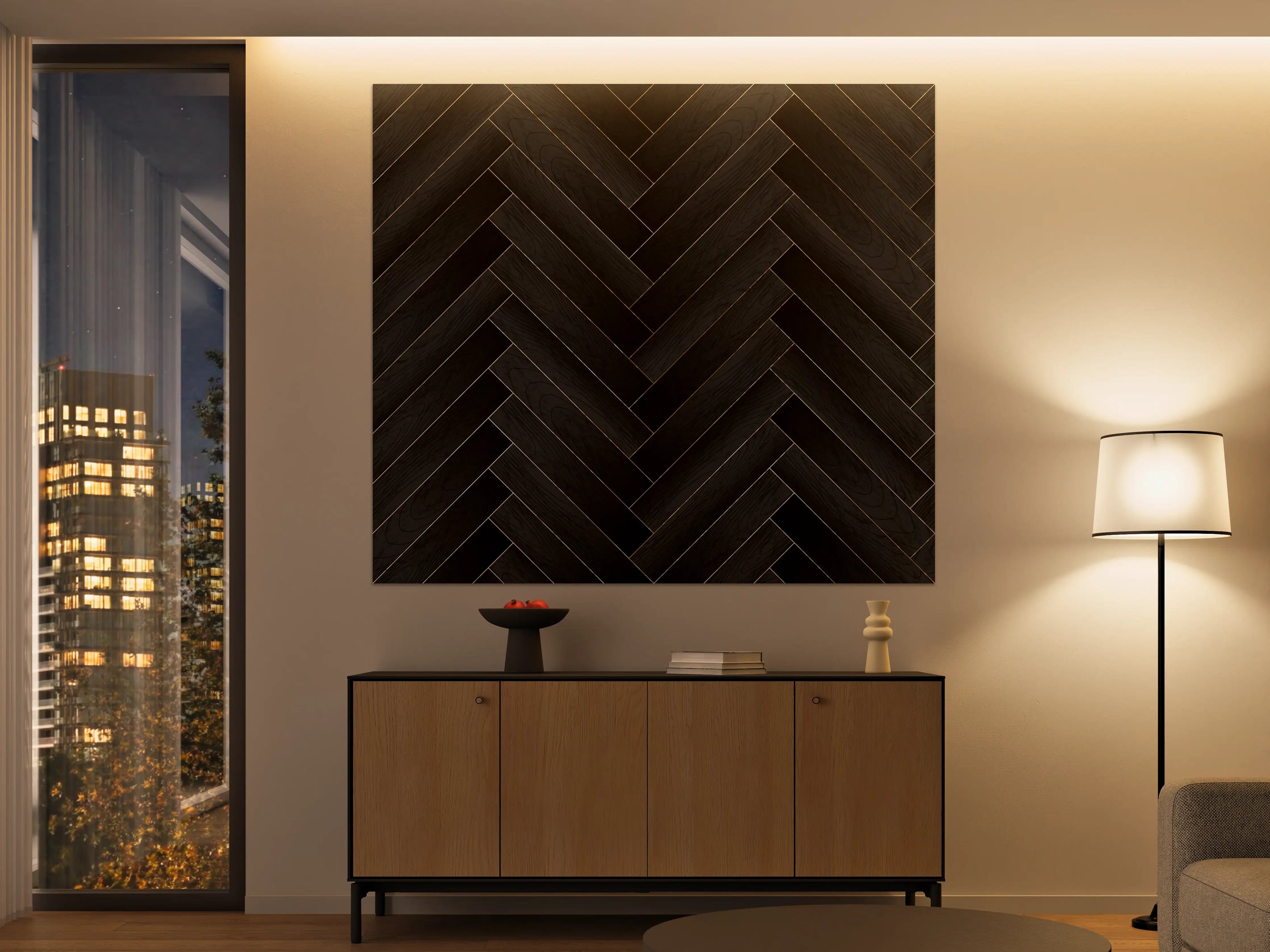 Große Wandbilder - Dunkles Fischgrät Holzparkett