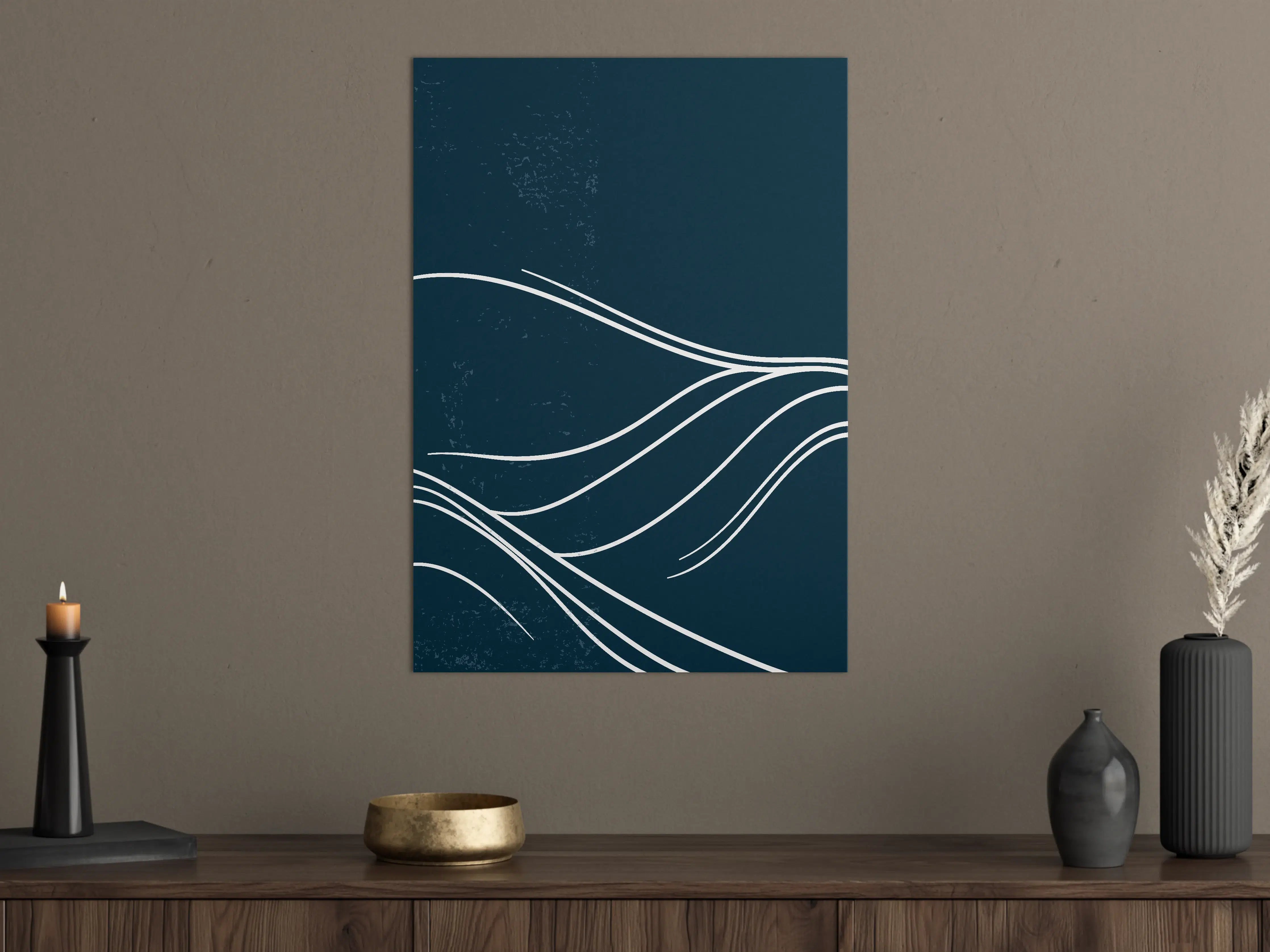 Große Wandbilder - Dunkles Meereswellen-Design mit weißen Linien