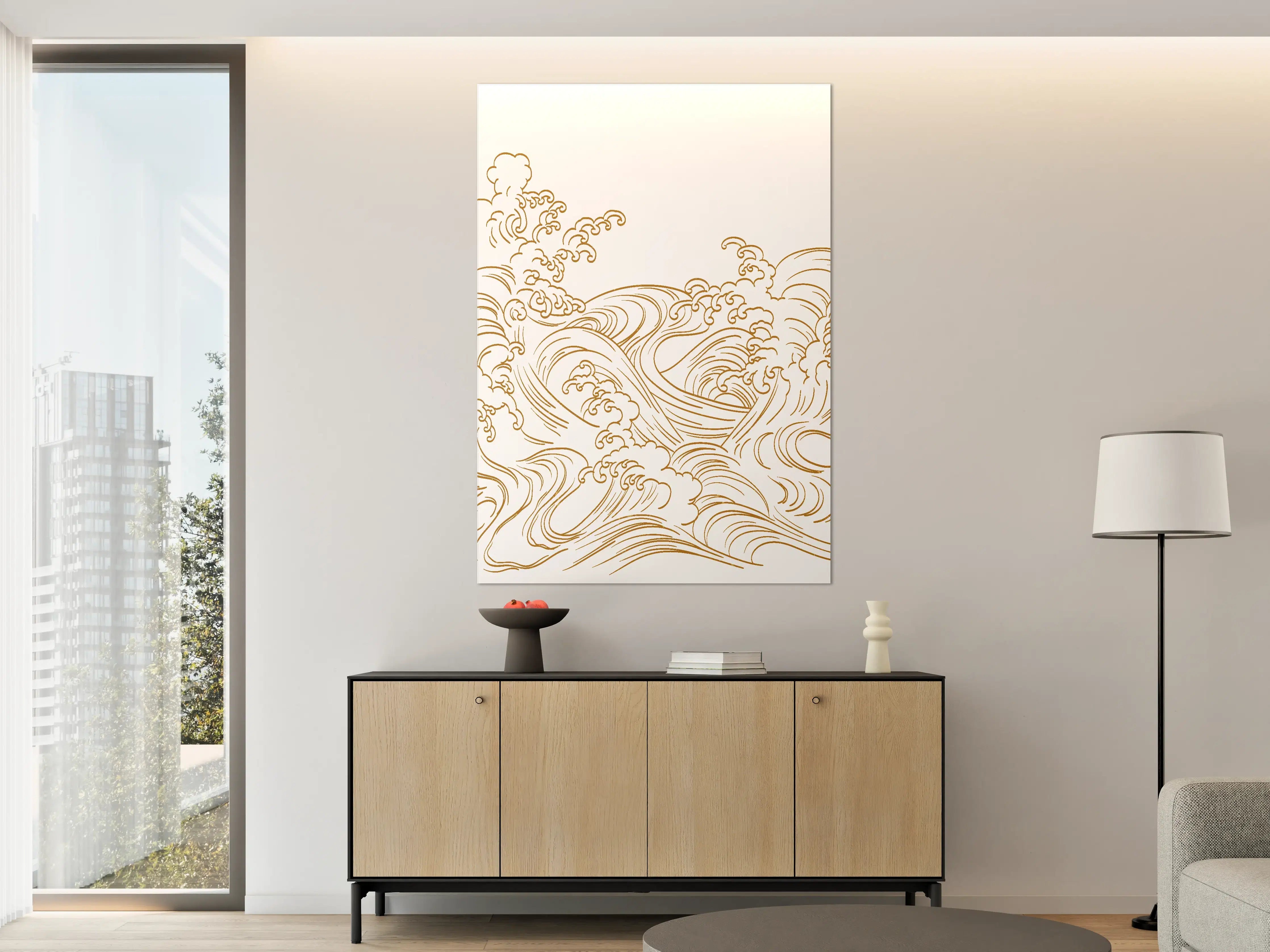 Große Wandbilder - Dynamische Meereswellen in Gold-Optik