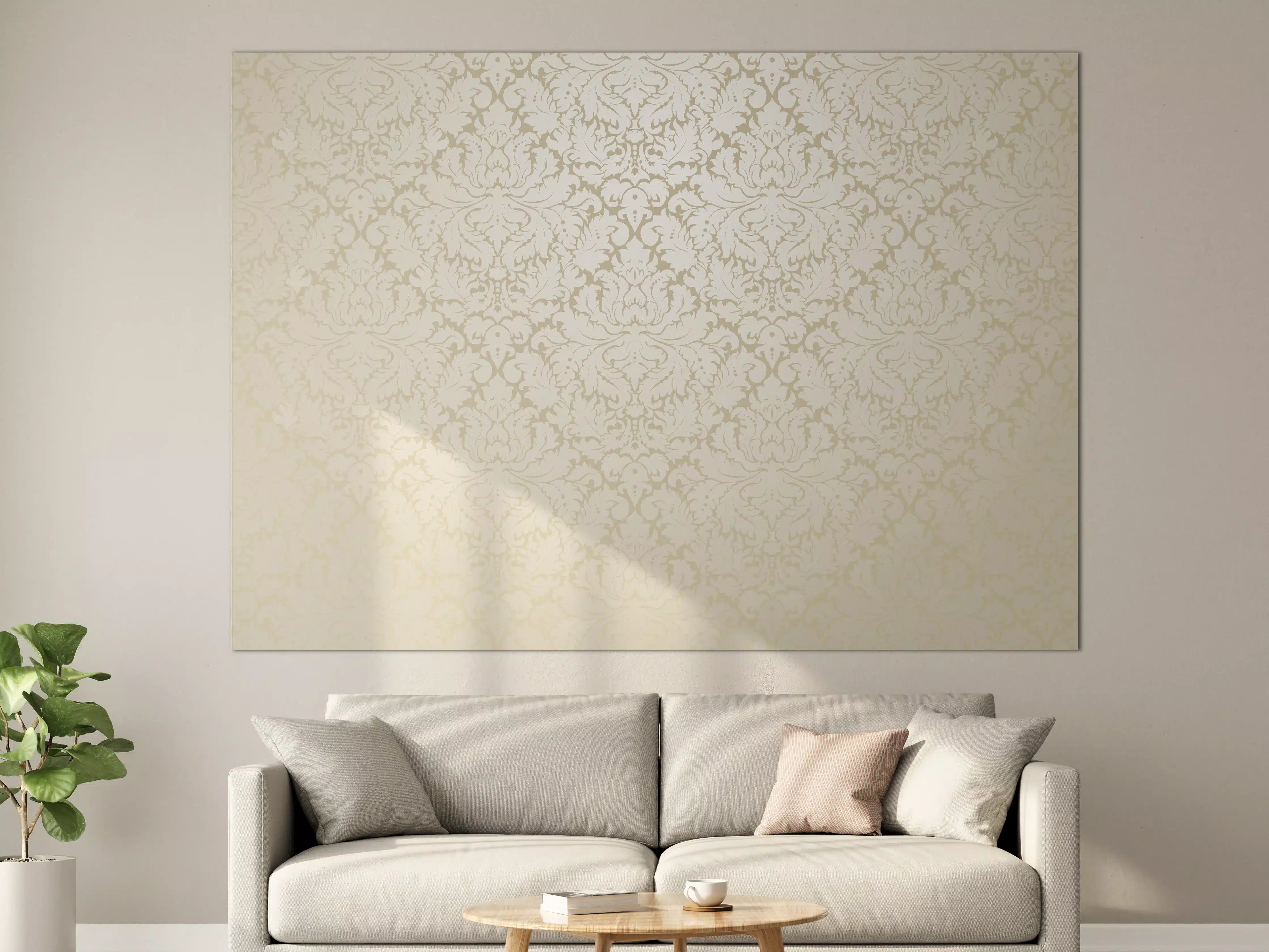 Große Wandbilder - Edle Creme-Gold Damast-Tapete