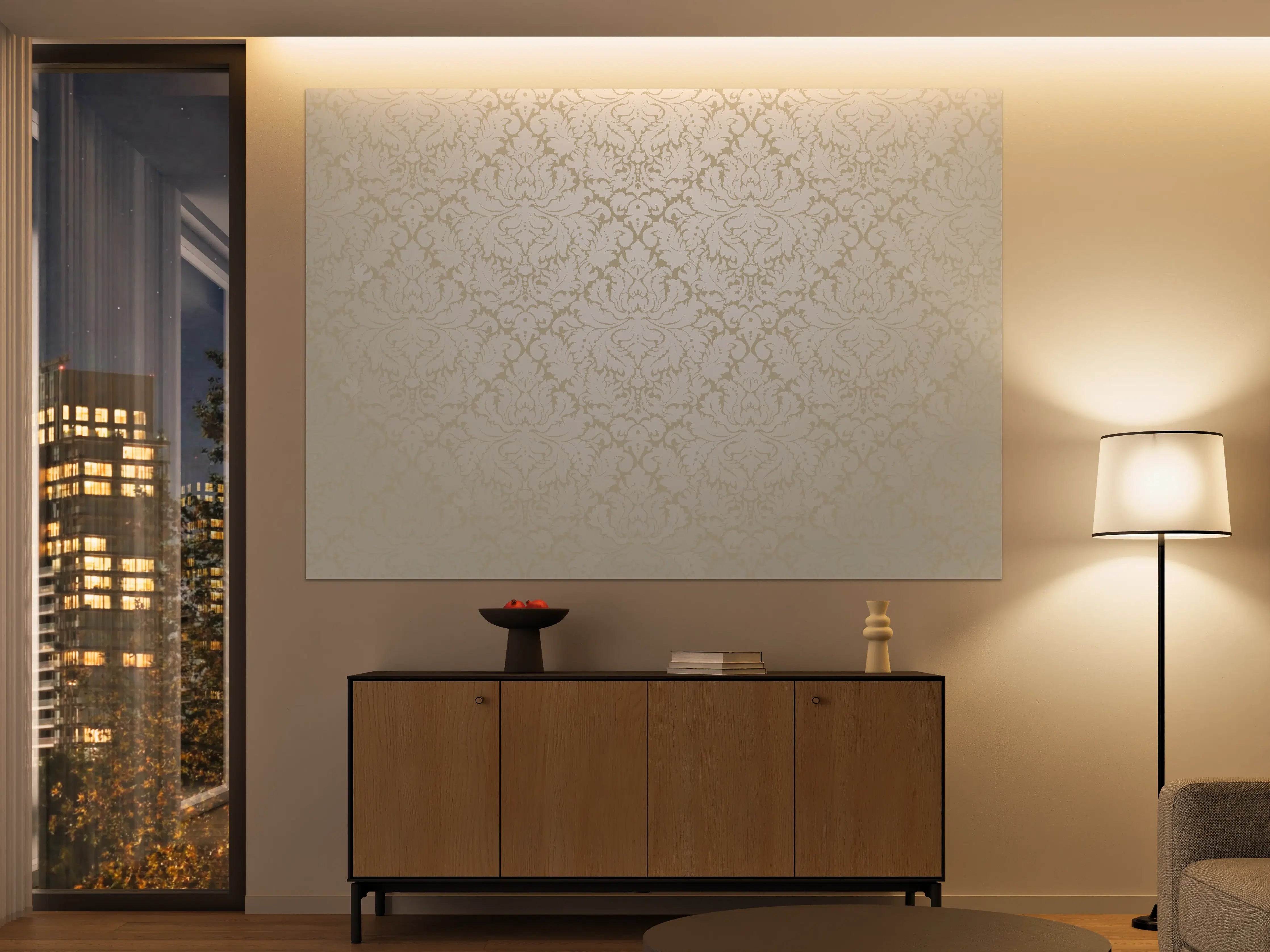 Große Wandbilder - Edle Creme-Gold Damast-Tapete