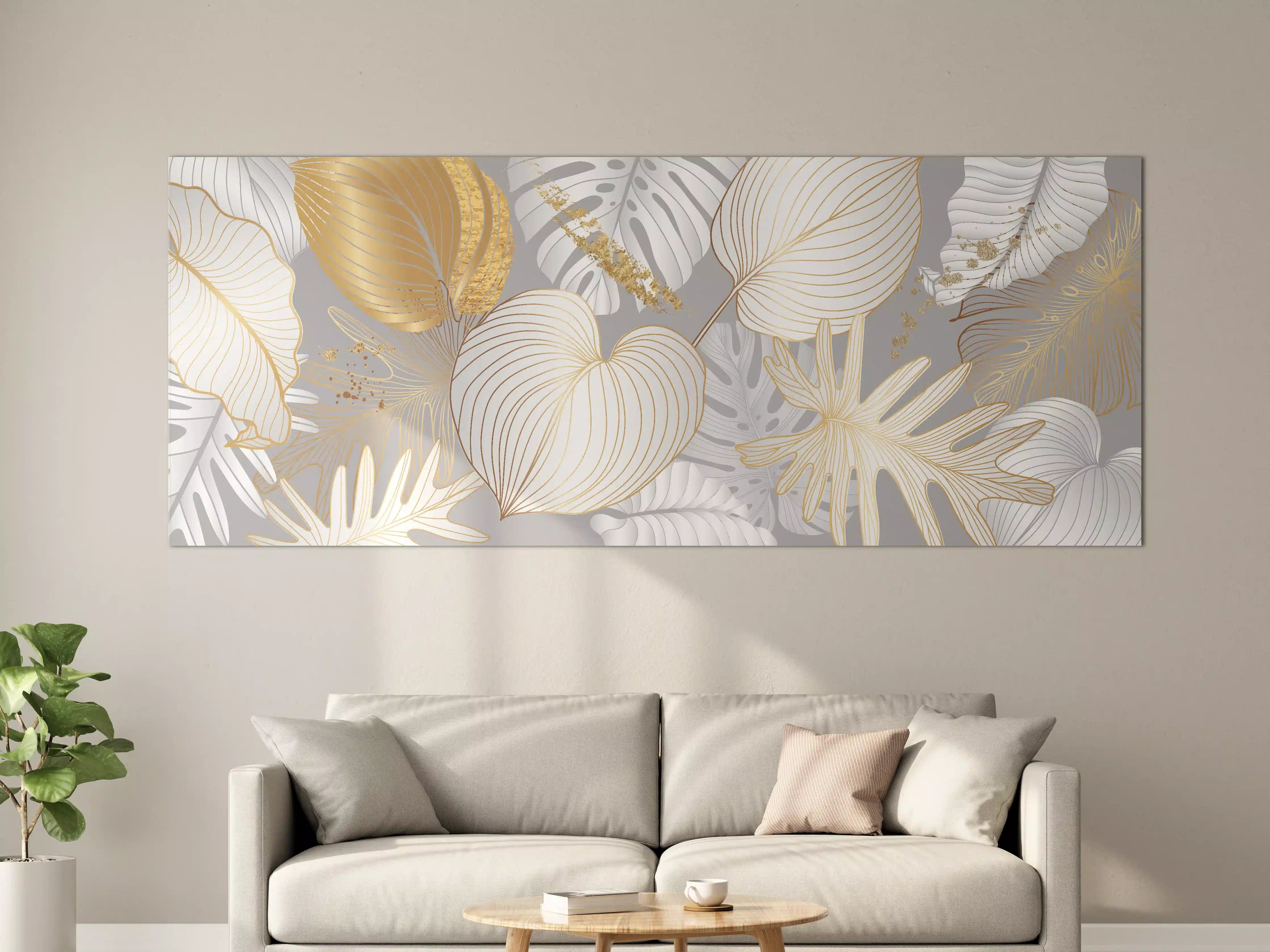 Große Wandbilder - Edles Gold-Blatt-Design