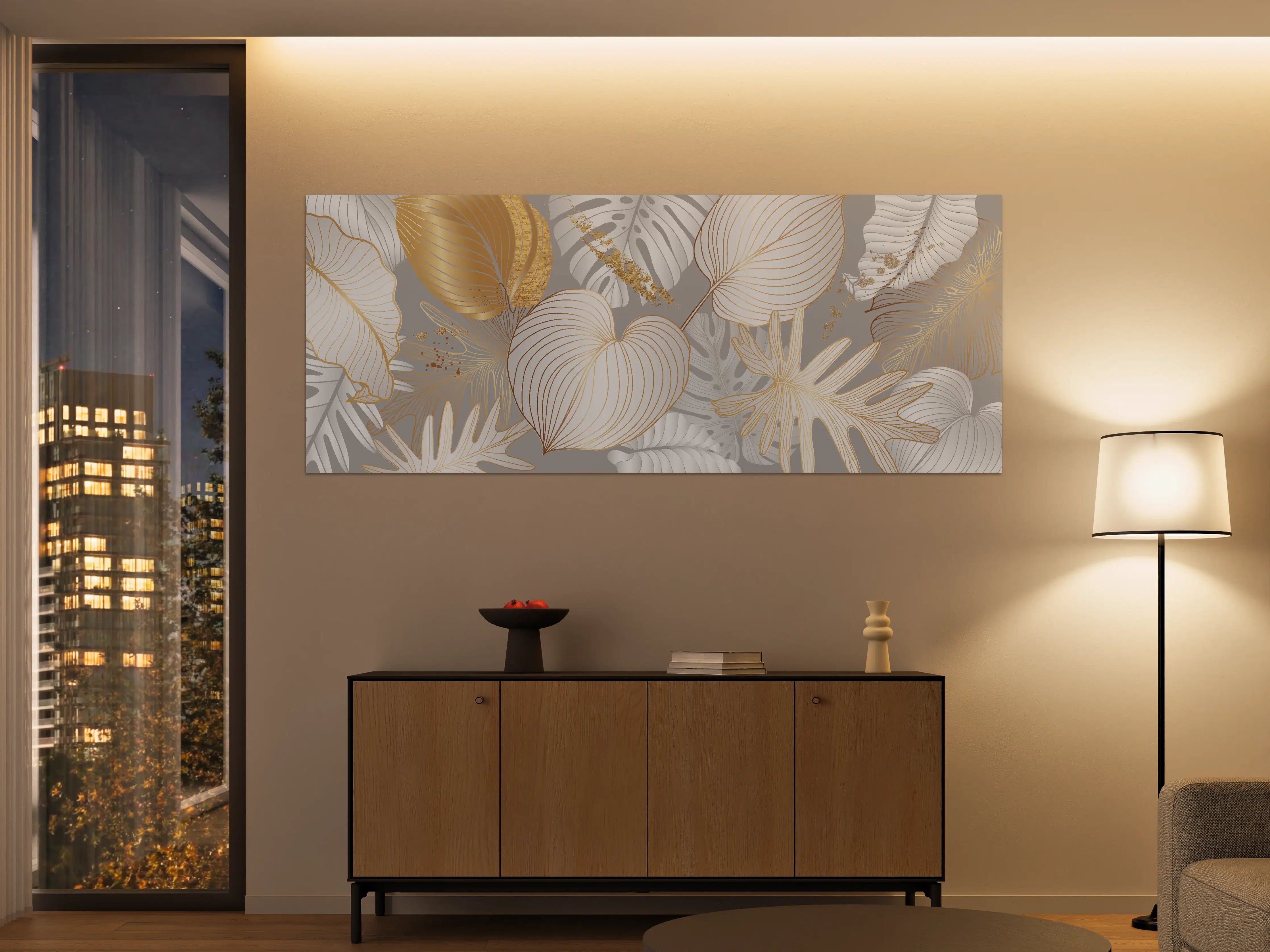 Große Wandbilder - Edles Gold-Blatt-Design