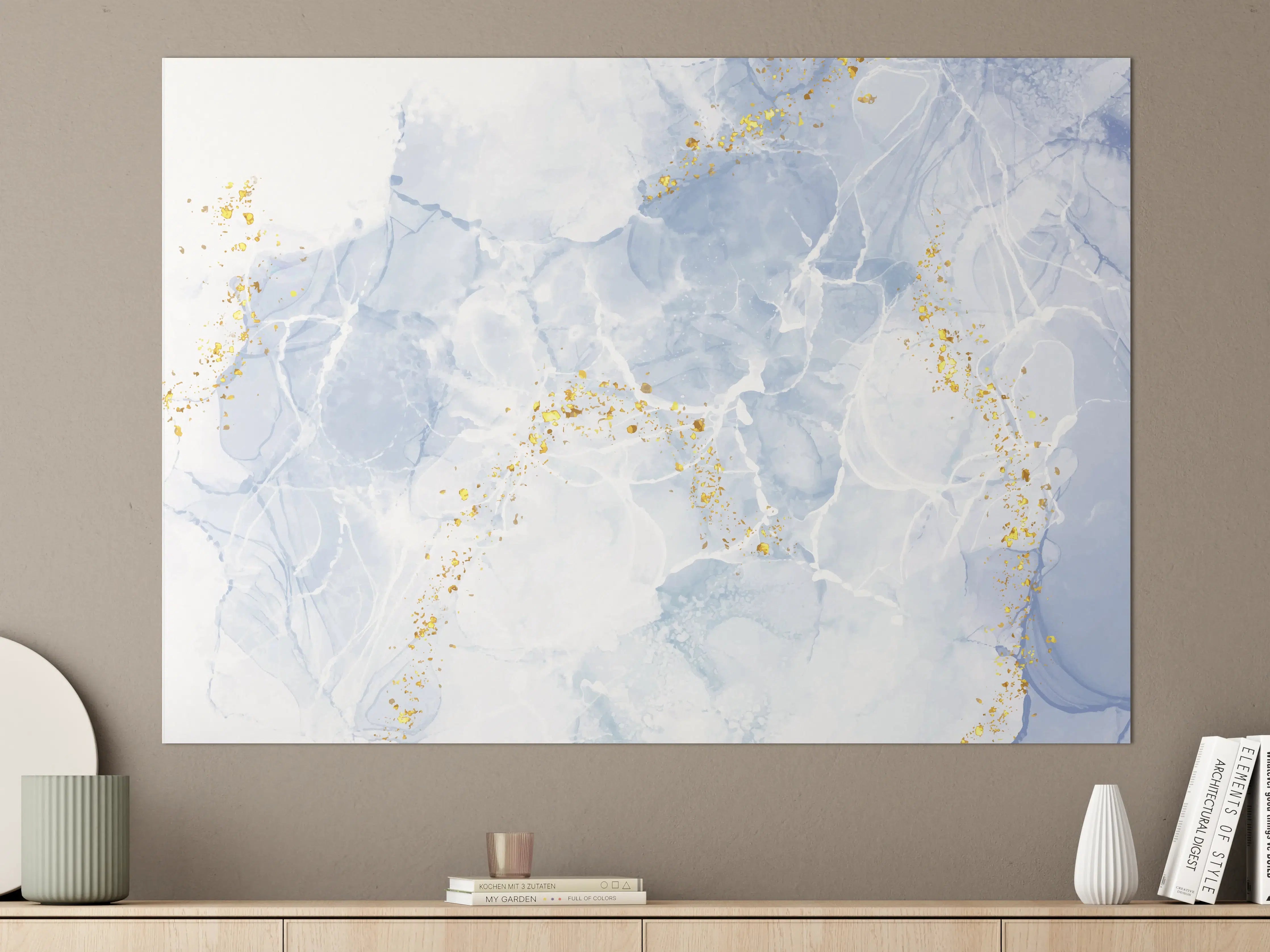 Große Wandbilder - Eisiges Blau mit Goldakzenten