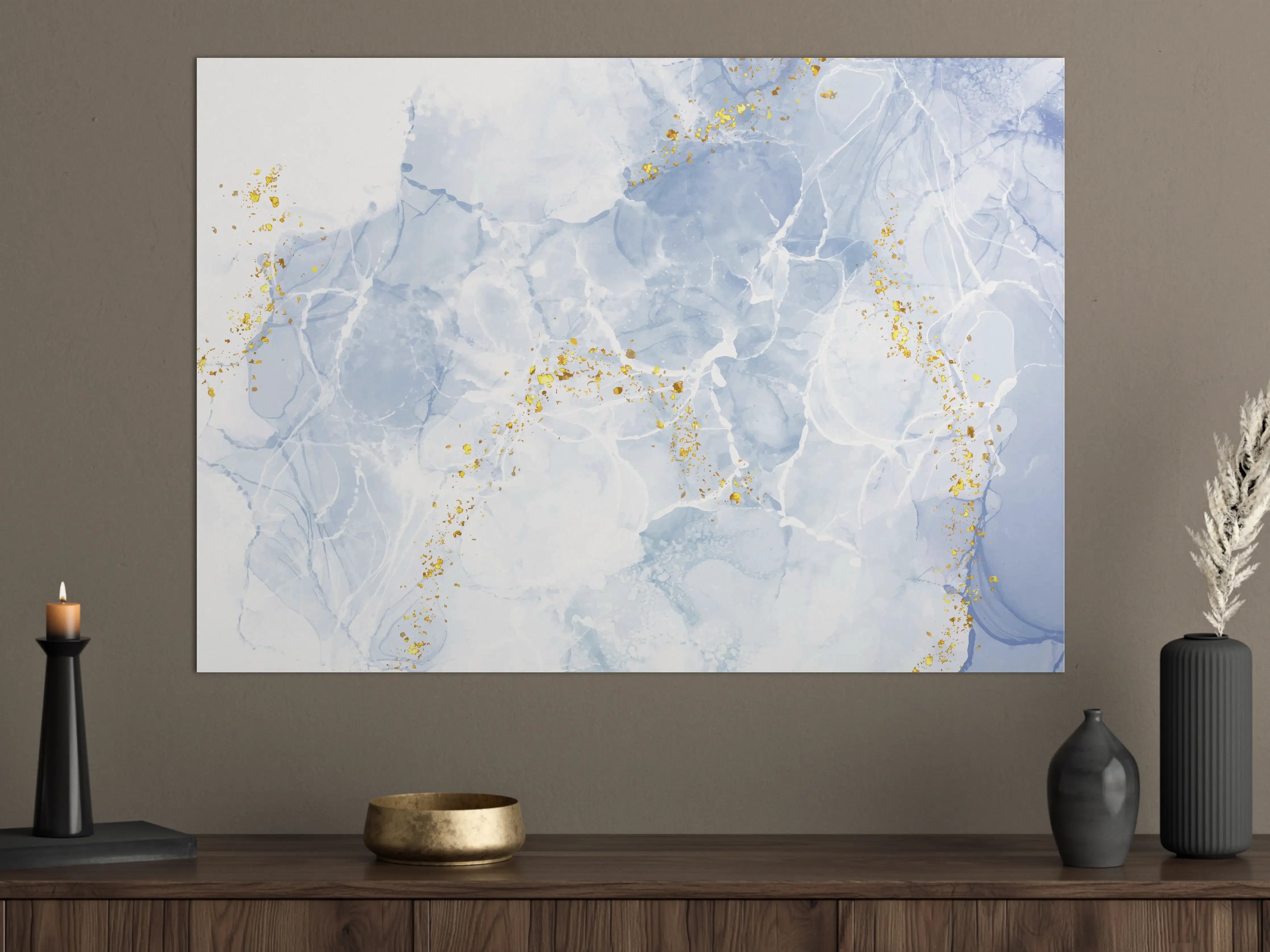 Große Wandbilder - Eisiges Blau mit Goldakzenten