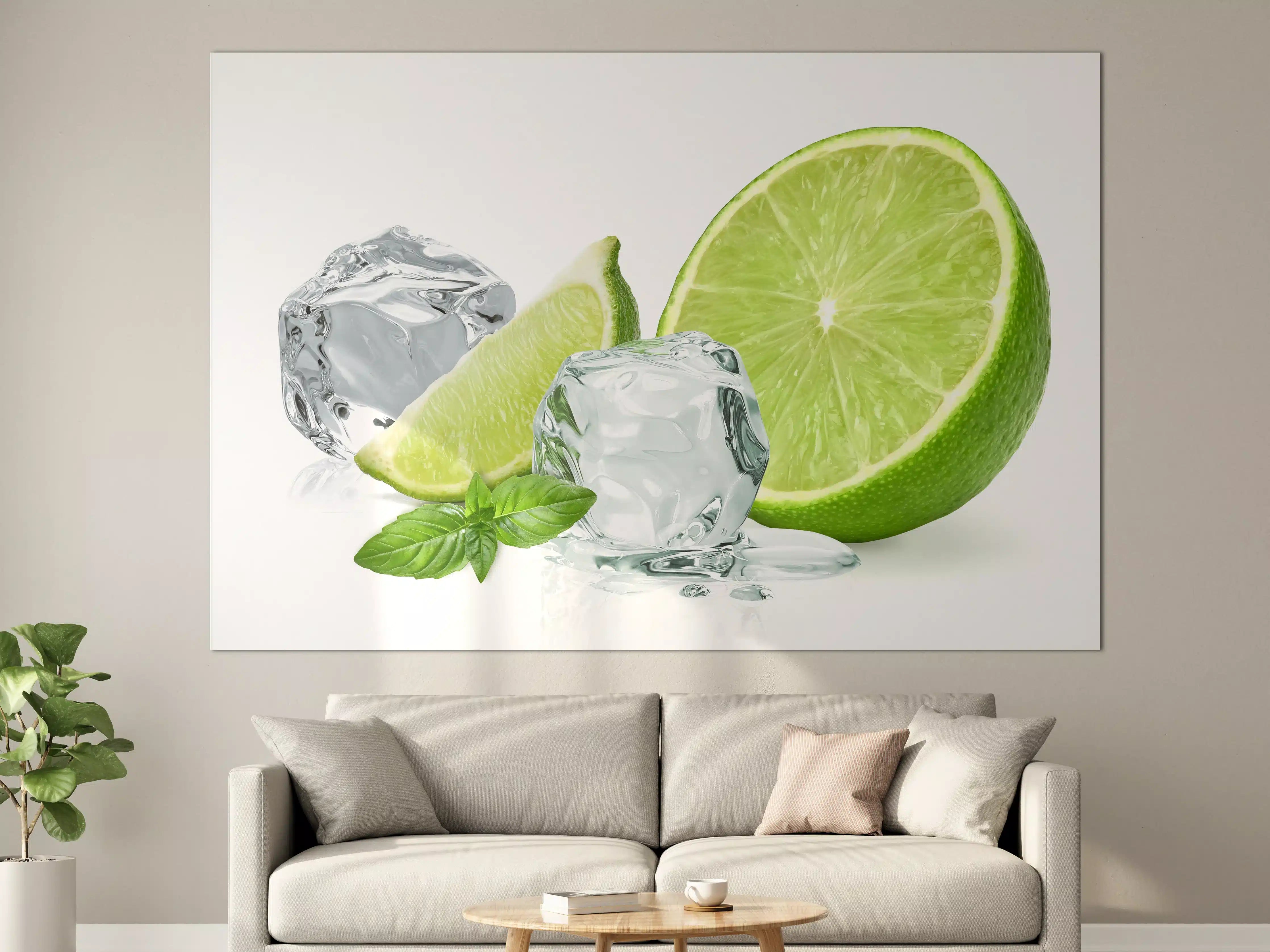 Große Wandbilder - Eiswürfel mit saftiger Limette