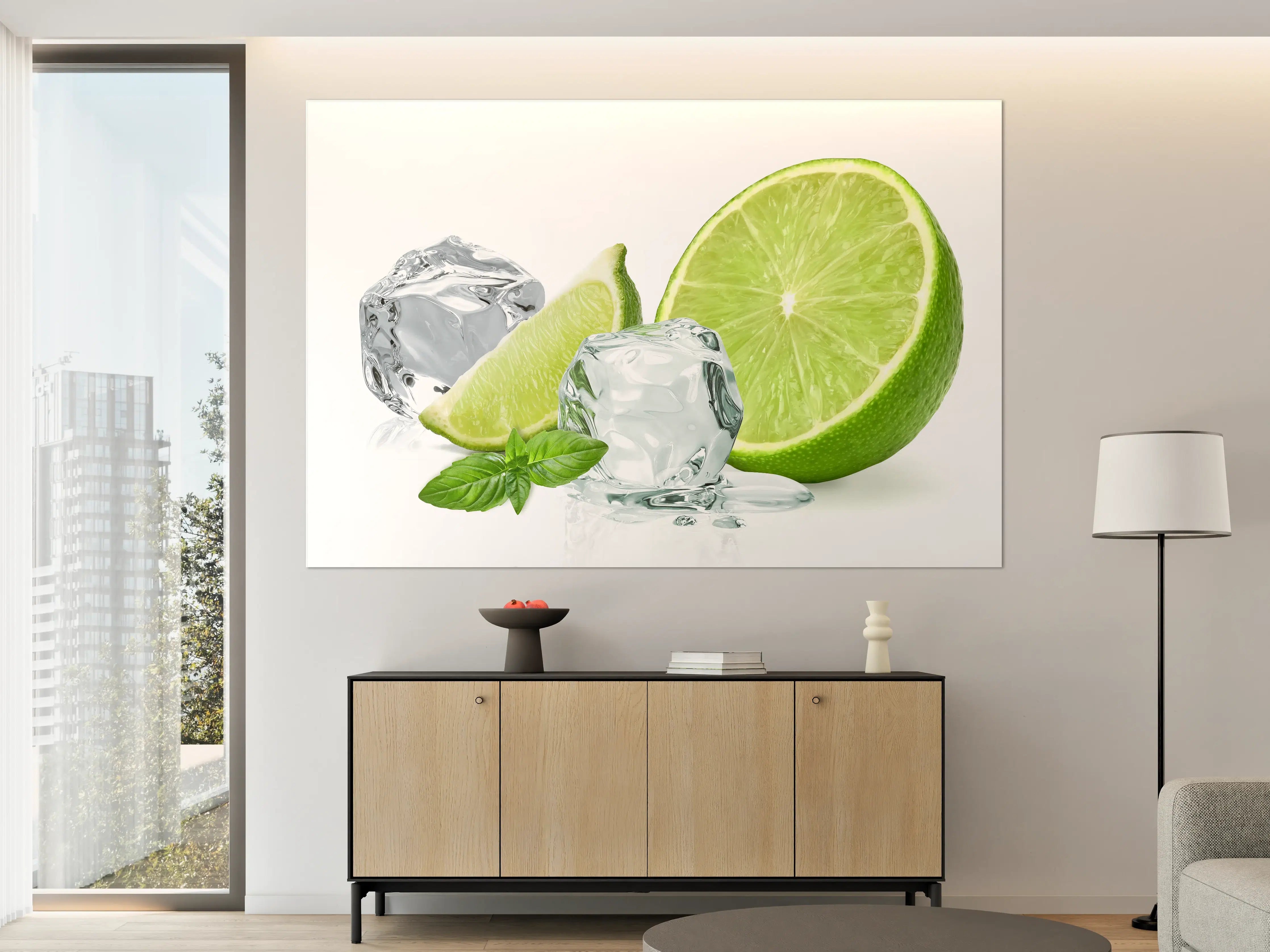 Große Wandbilder - Eiswürfel mit saftiger Limette