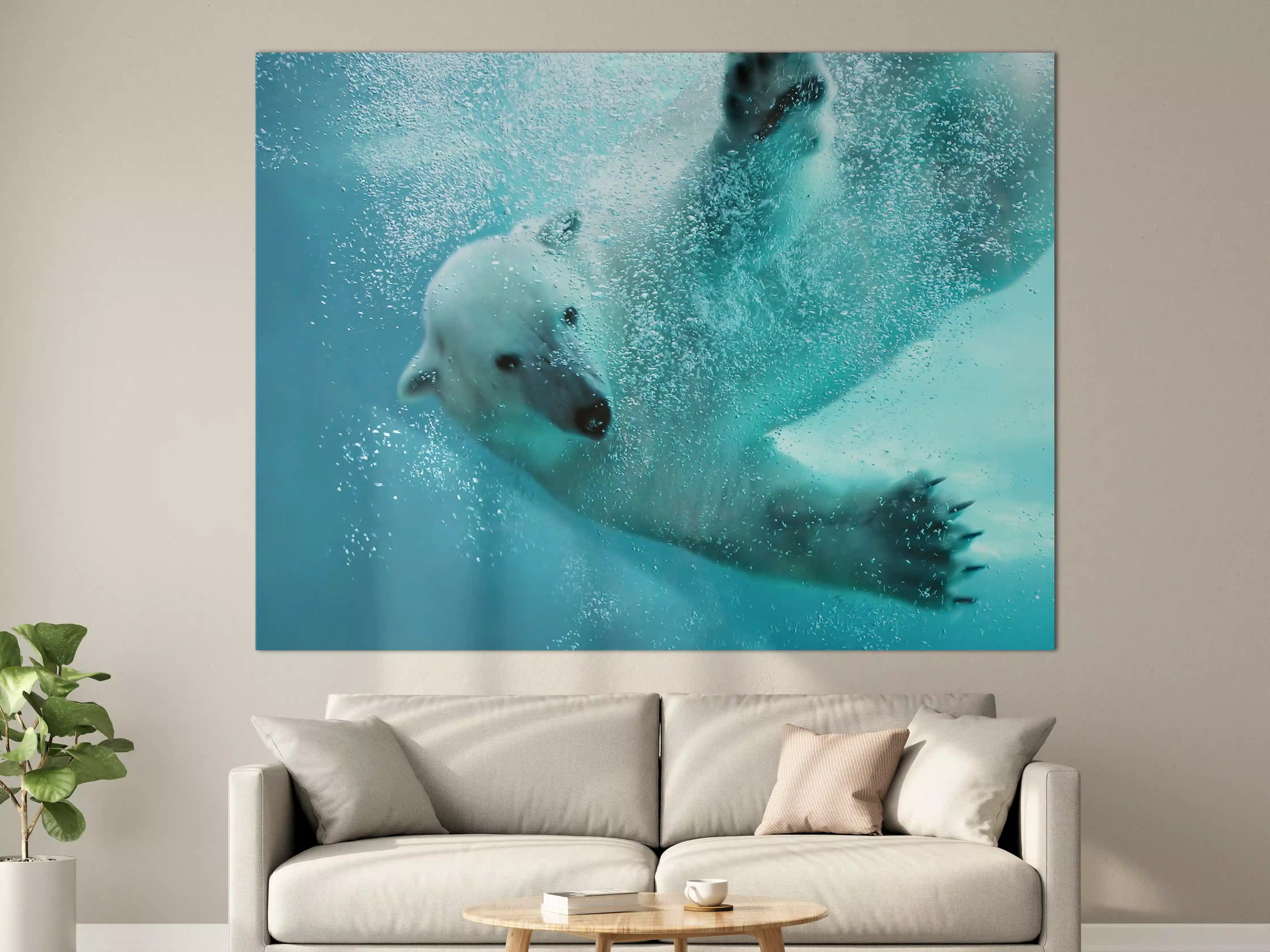 Große Wandbilder - Eiszeit-Polarbär unter Wasser