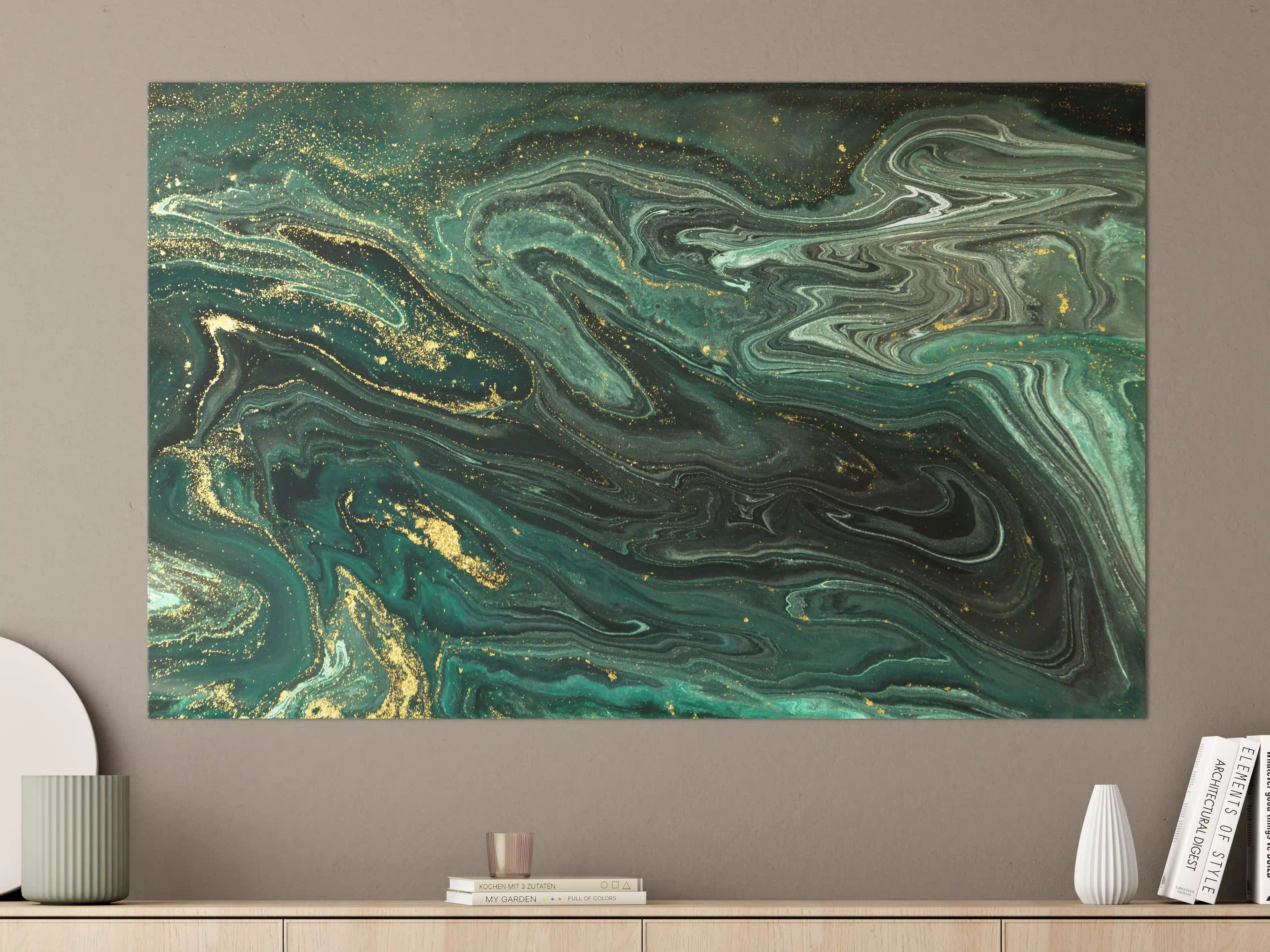 Große Wandbilder - Elegant Grau-Weiß Marmor mit Goldakzenten