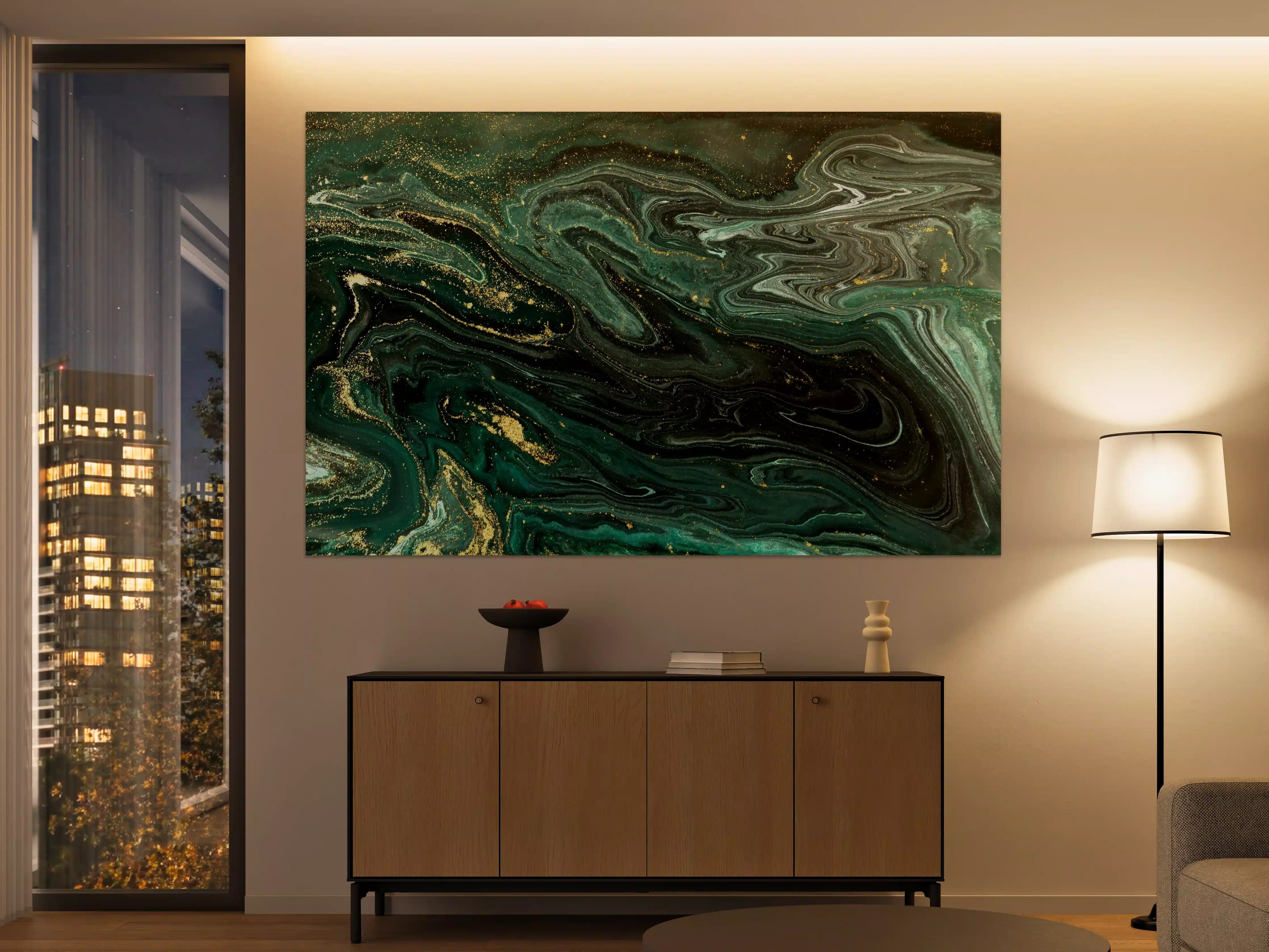 Große Wandbilder - Elegant Grau-Weiß Marmor mit Goldakzenten