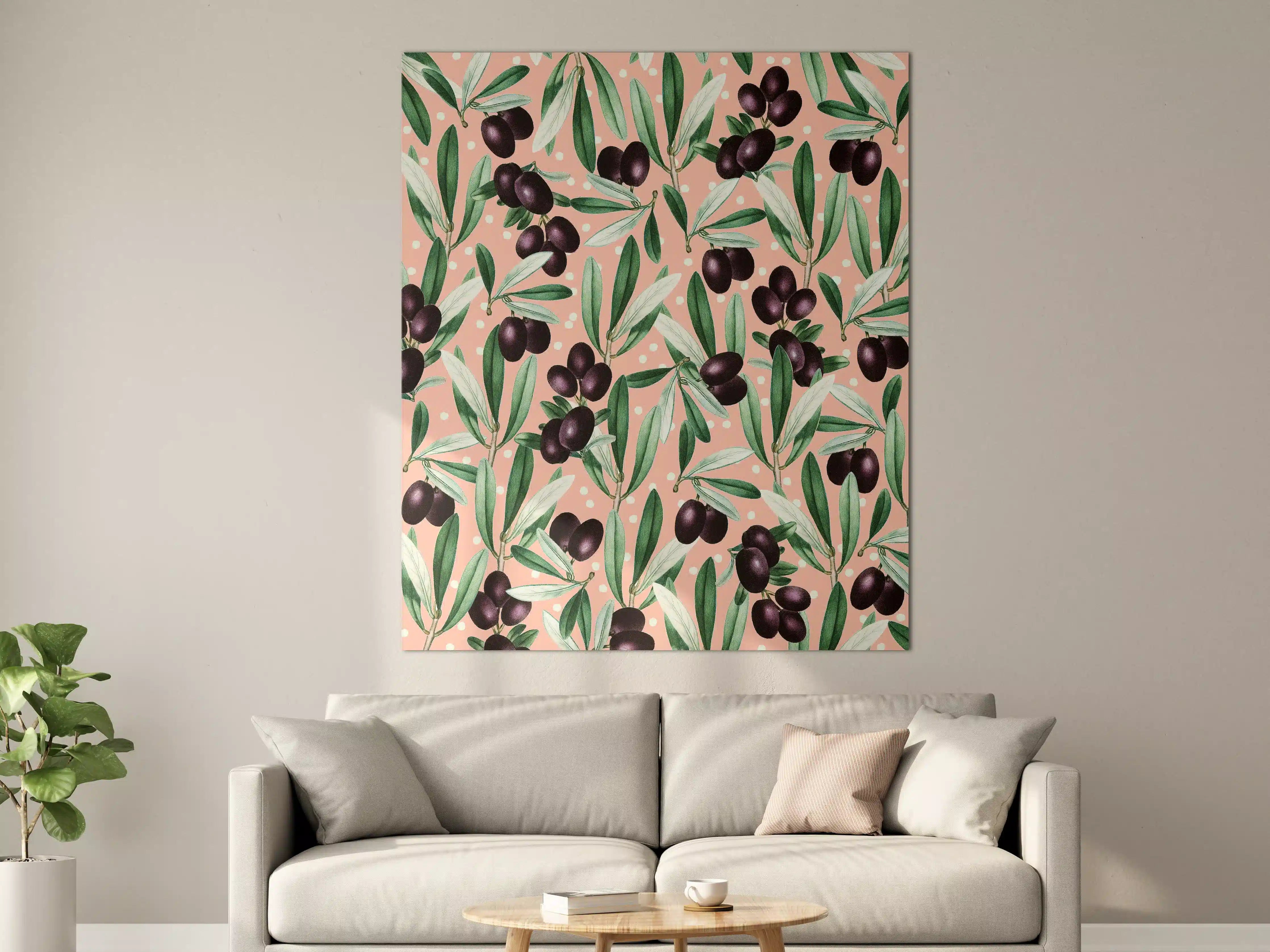 Große Wandbilder - Elegant Olive Branches in Sanften Grüntönen