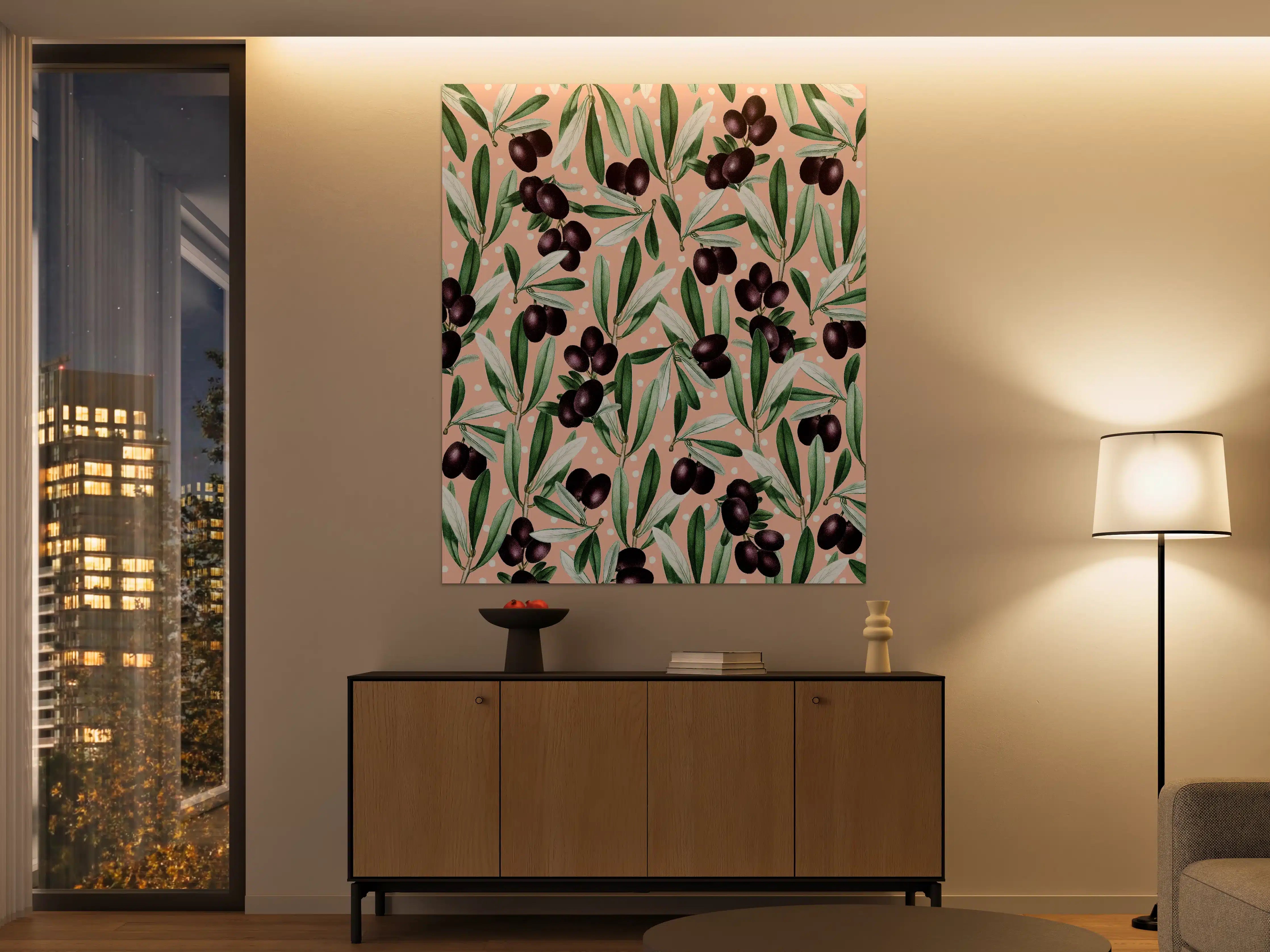 Große Wandbilder - Elegant Olive Branches in Sanften Grüntönen