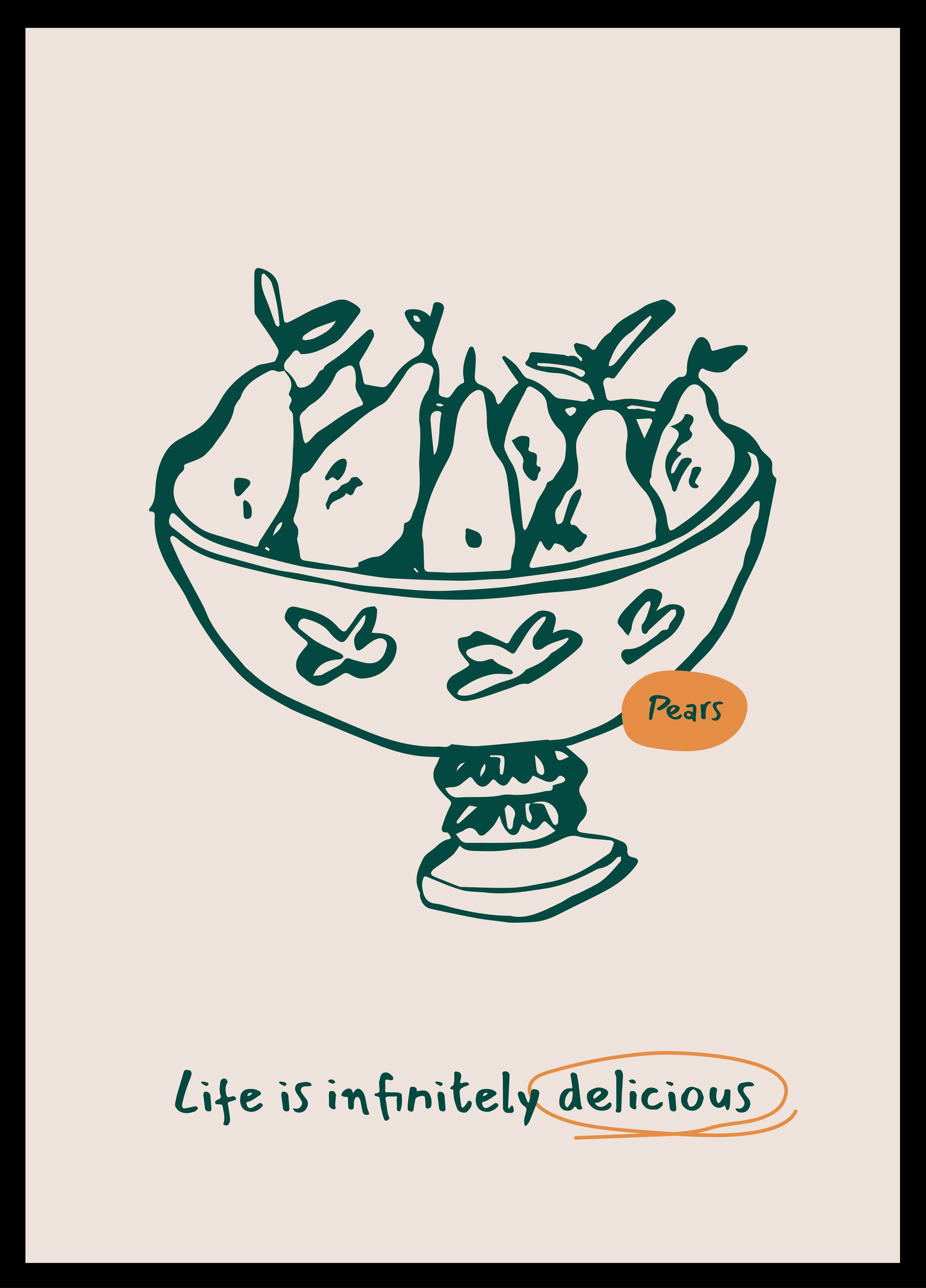 Große Wandbilder-Elegant Pears Illustration mit Spruch