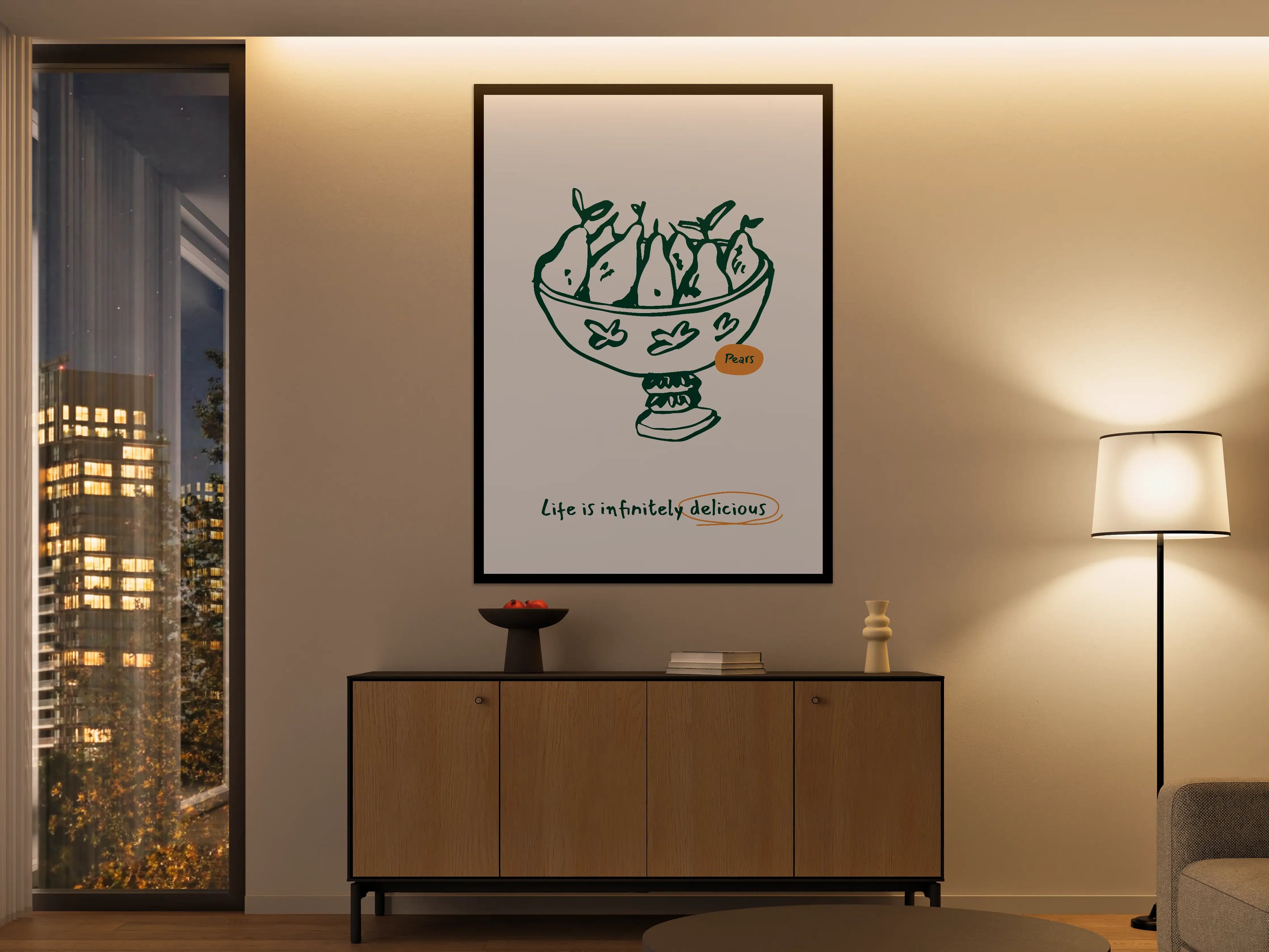 Große Wandbilder - Elegant Pears Illustration mit Spruch