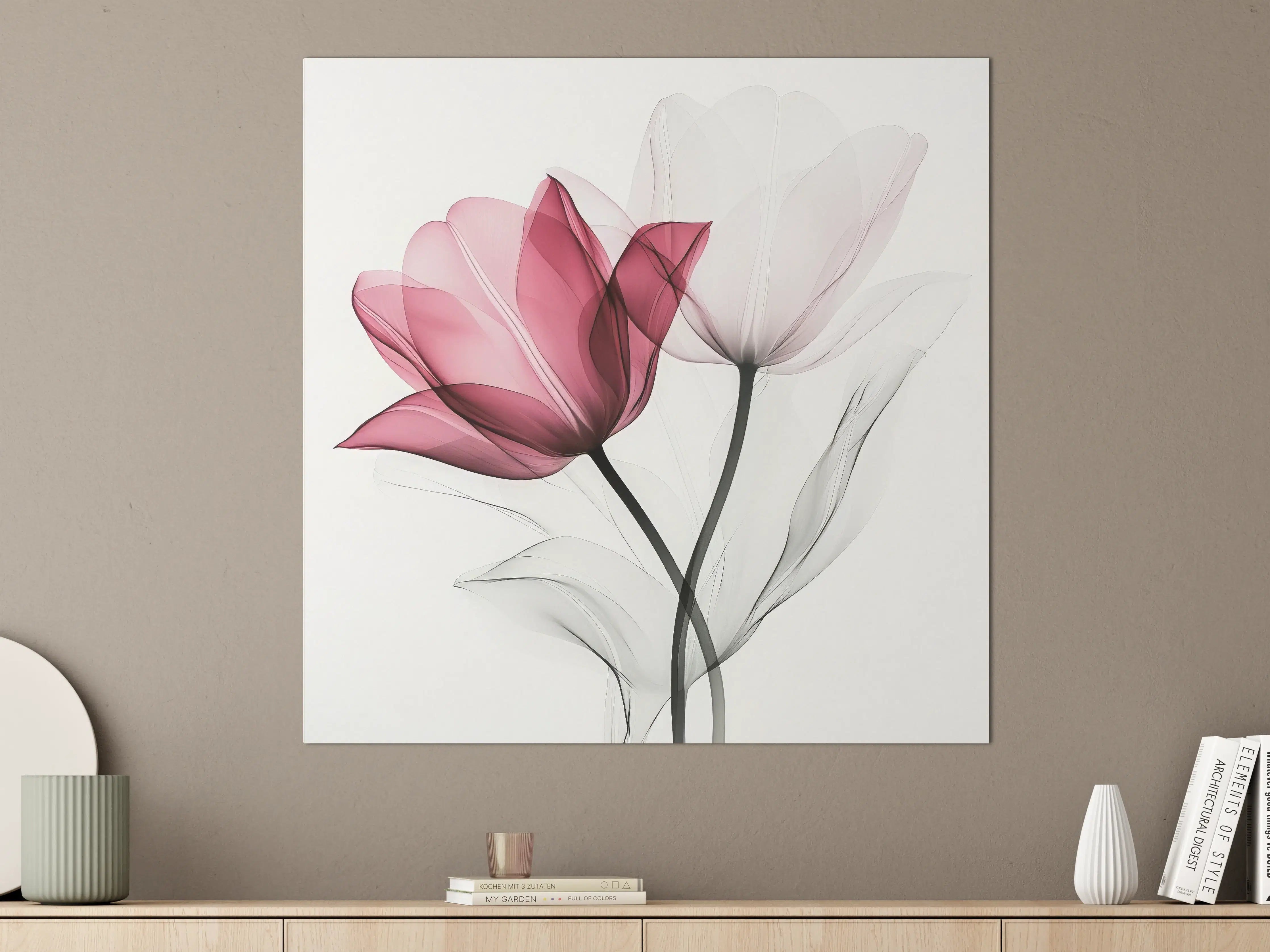 Große Wandbilder - Elegant abstrakte Blumen in zarten Tönen
