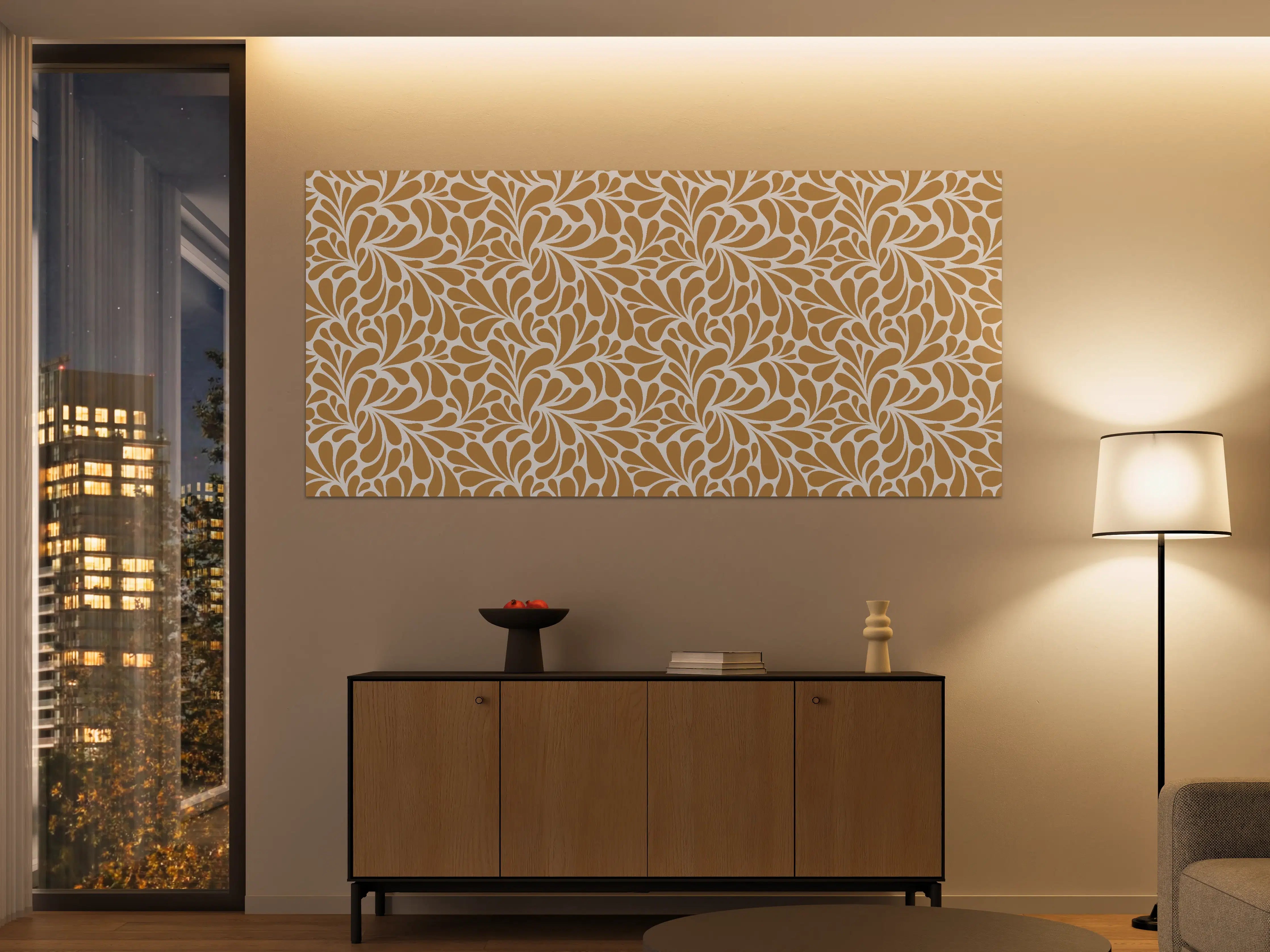 Große Wandbilder - Elegant beige Blumenmuster