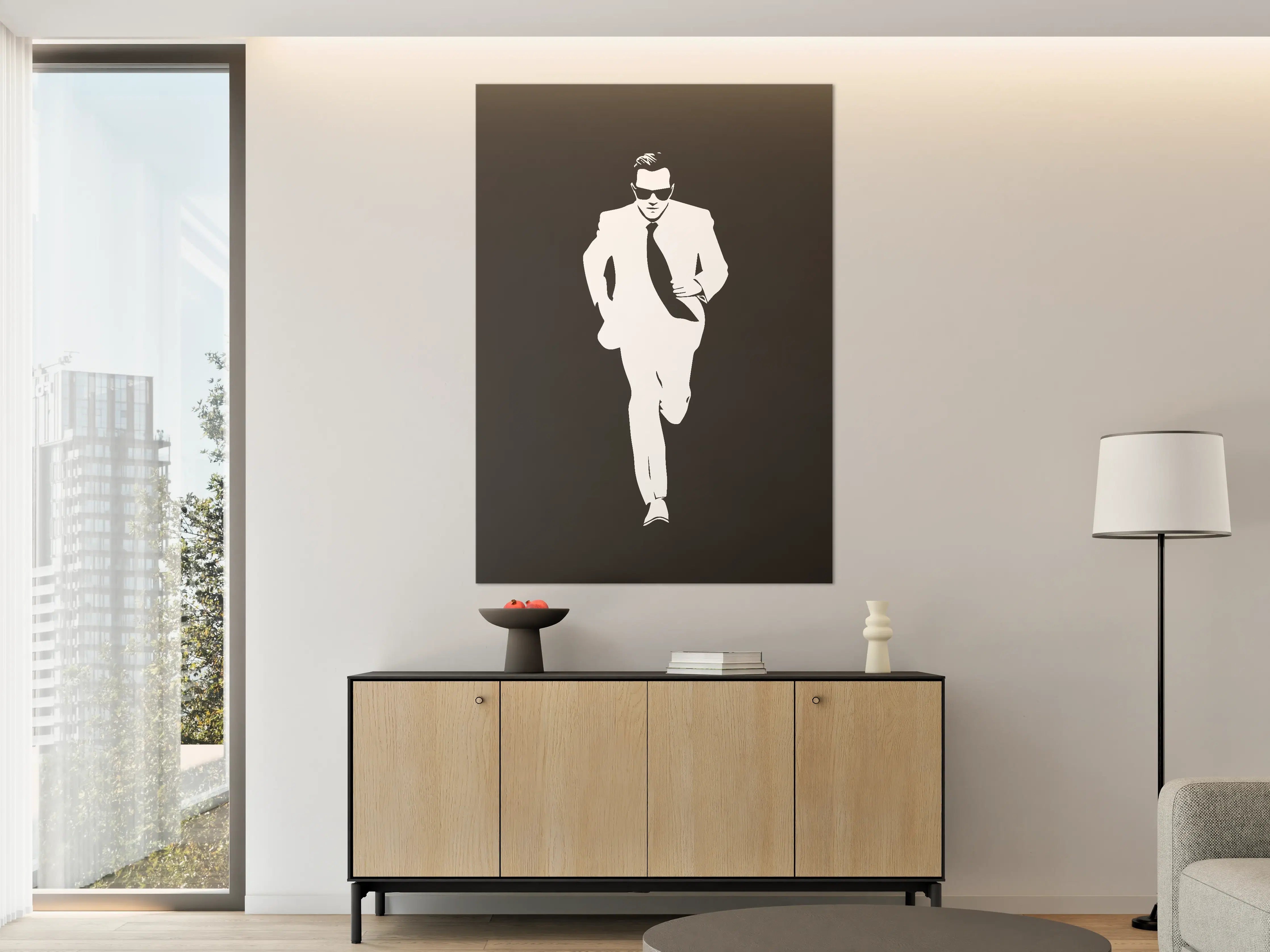 Große Wandbilder - Elegant silhouette of a man in a suit and sunglasses