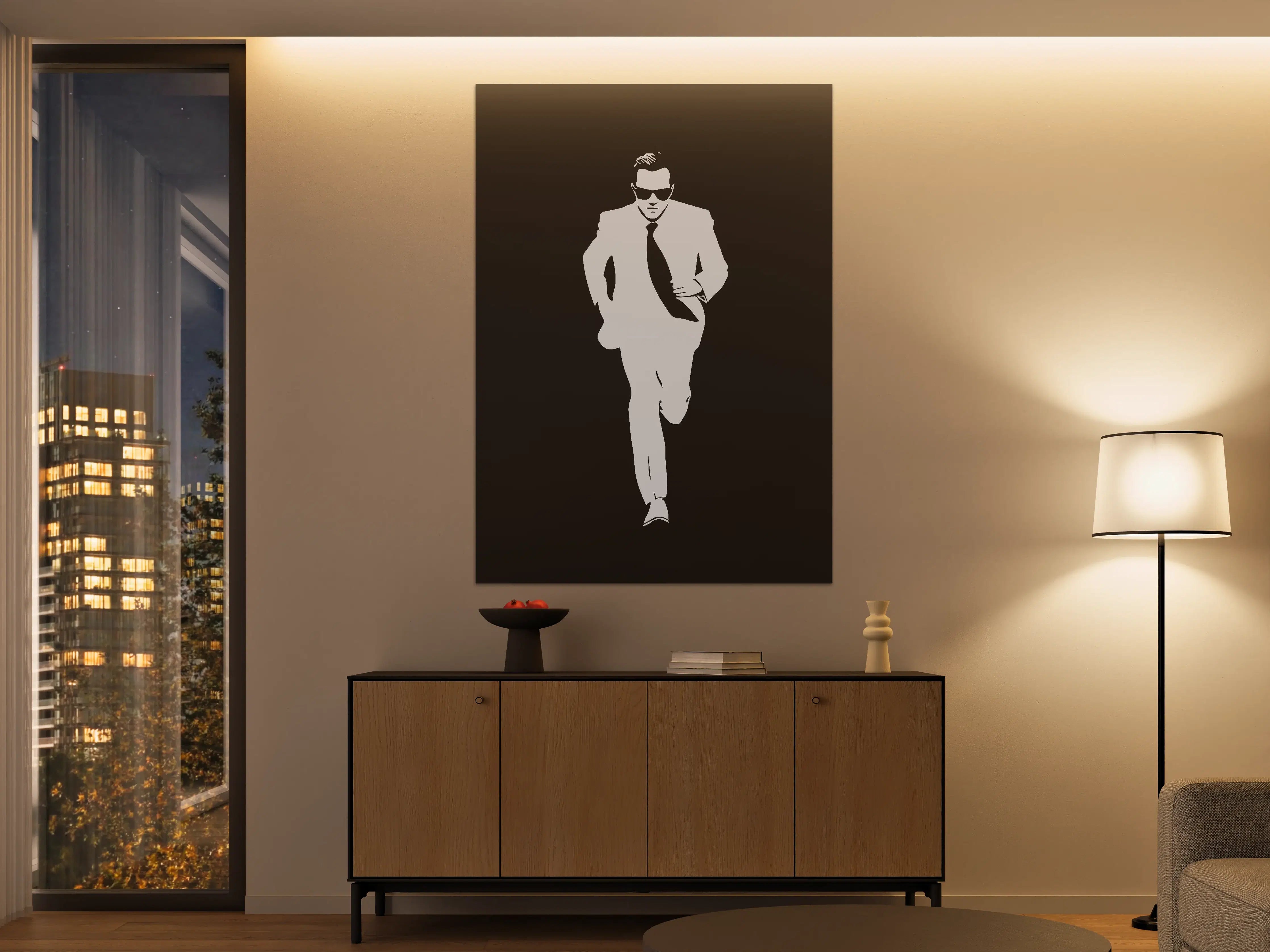 Große Wandbilder - Elegant silhouette of a man in a suit and sunglasses