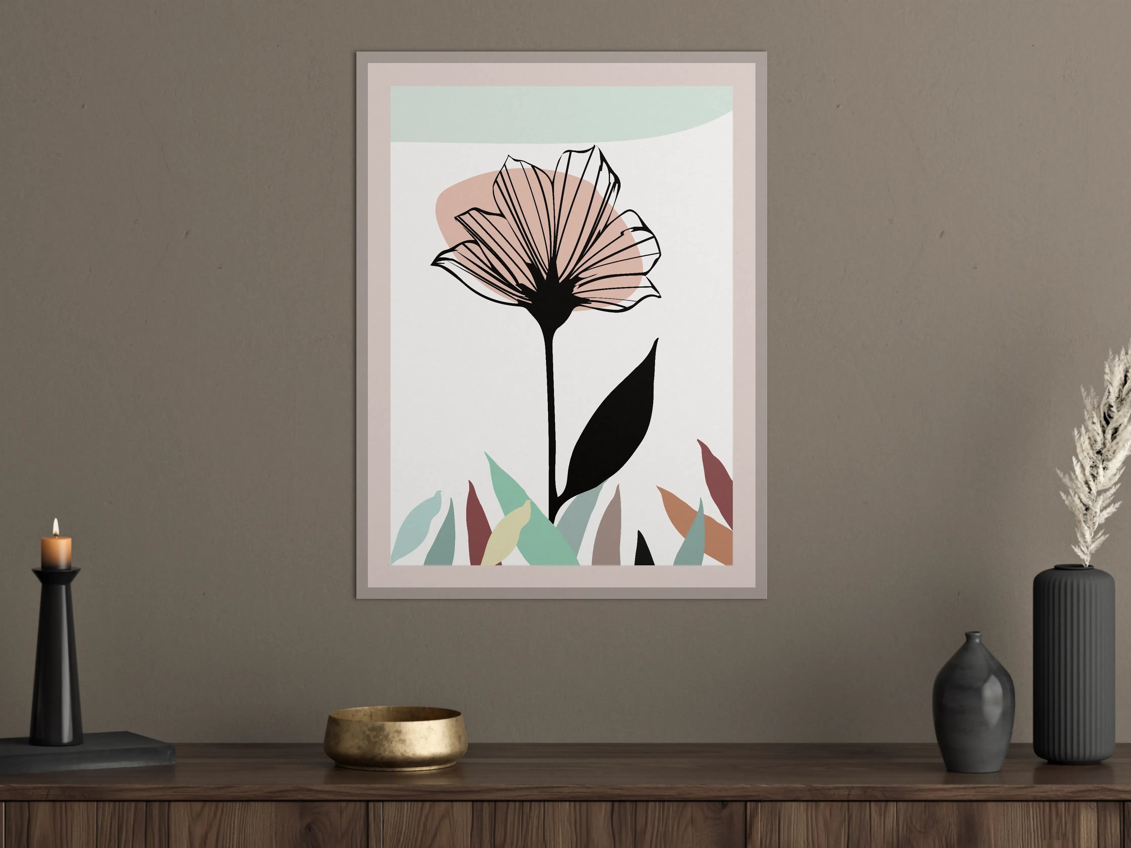 Große Wandbilder - Elegante Blumenzeichnung mit Pastellfarben