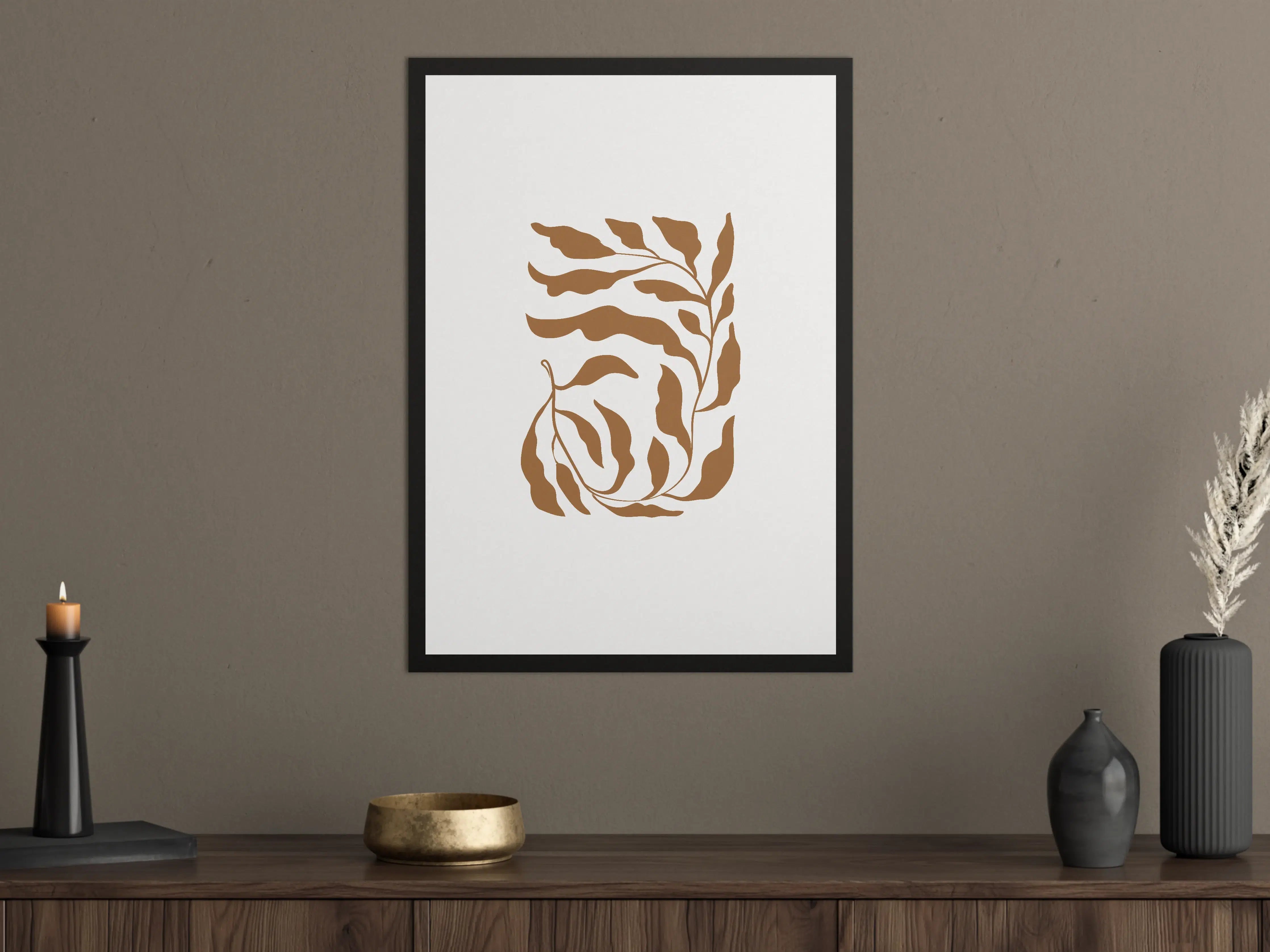 Große Wandbilder - Elegante Braun-Weiße Pflanzenillustration