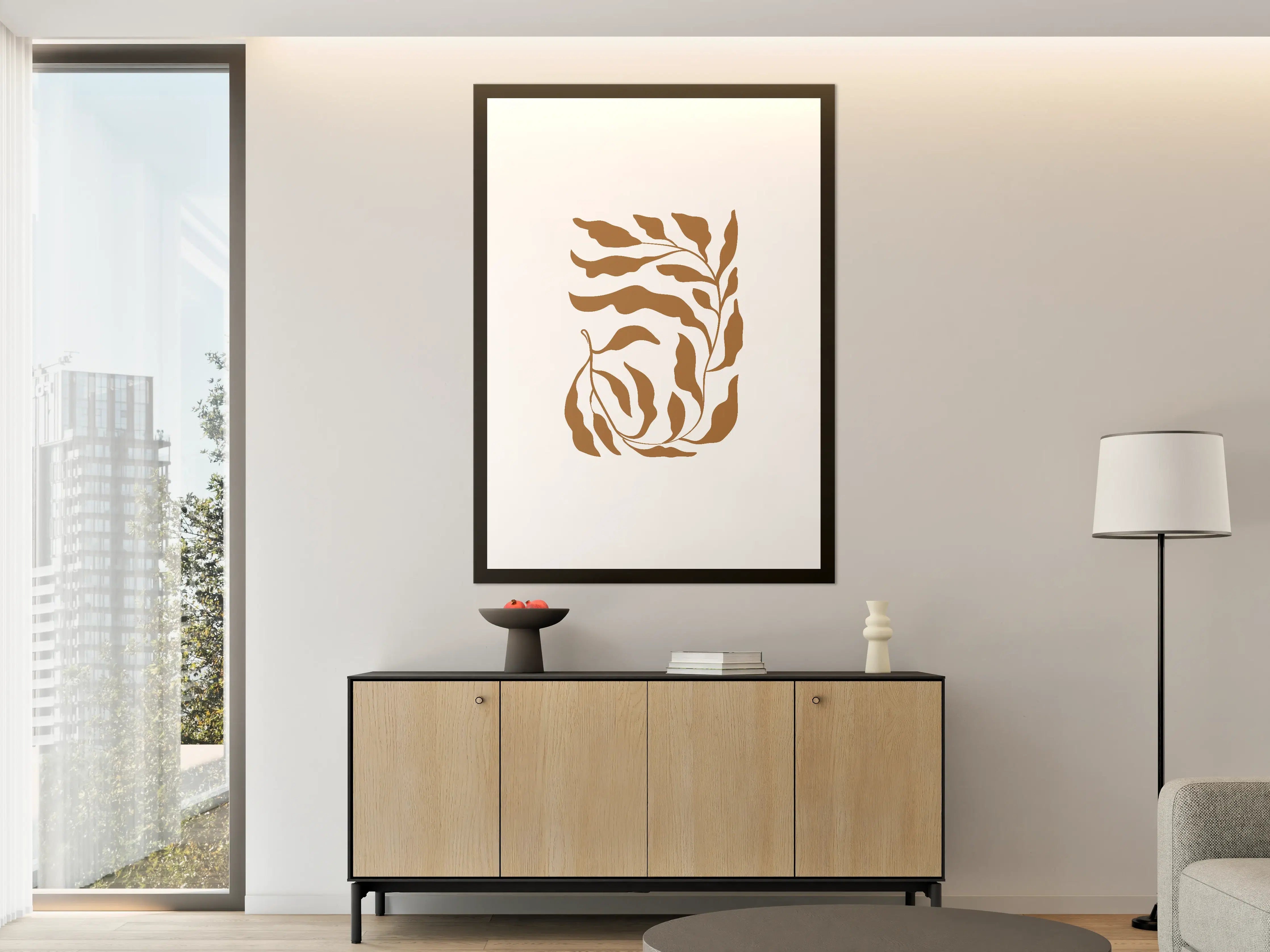 Große Wandbilder - Elegante Braun-Weiße Pflanzenillustration