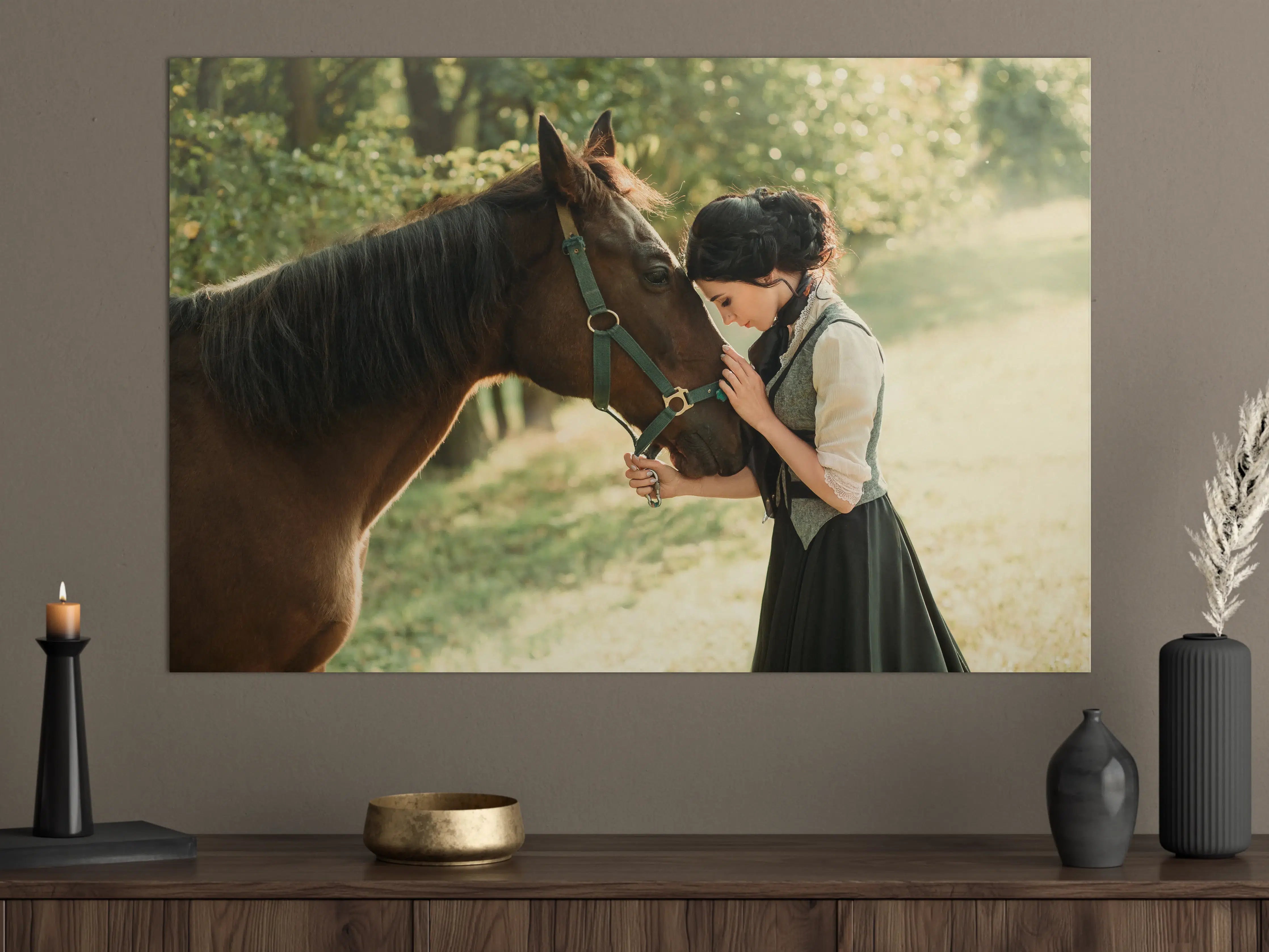 Große Wandbilder - Elegante Dame mit Pferd