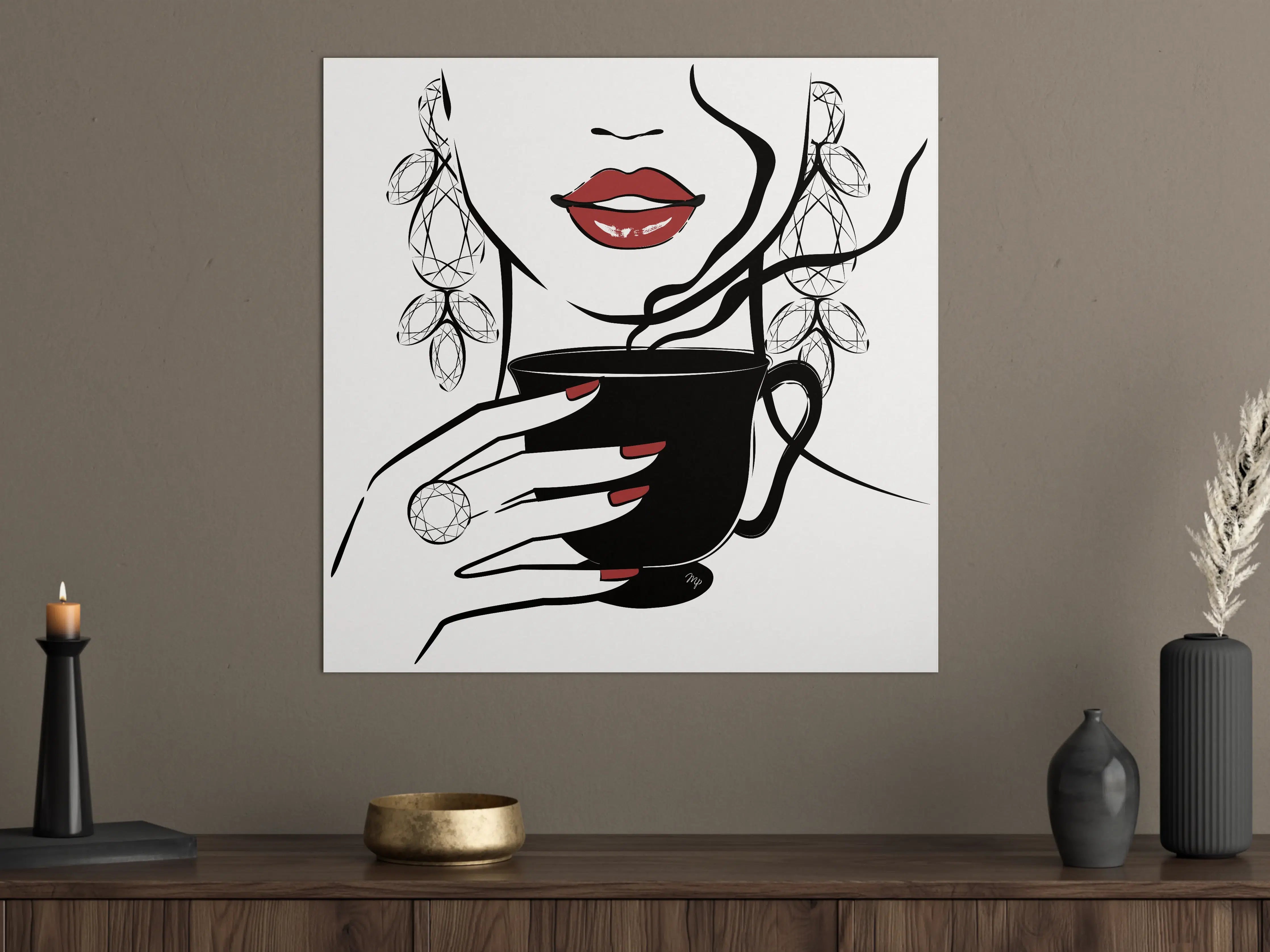 Große Wandbilder - Elegante Frau mit Kaffeetasse