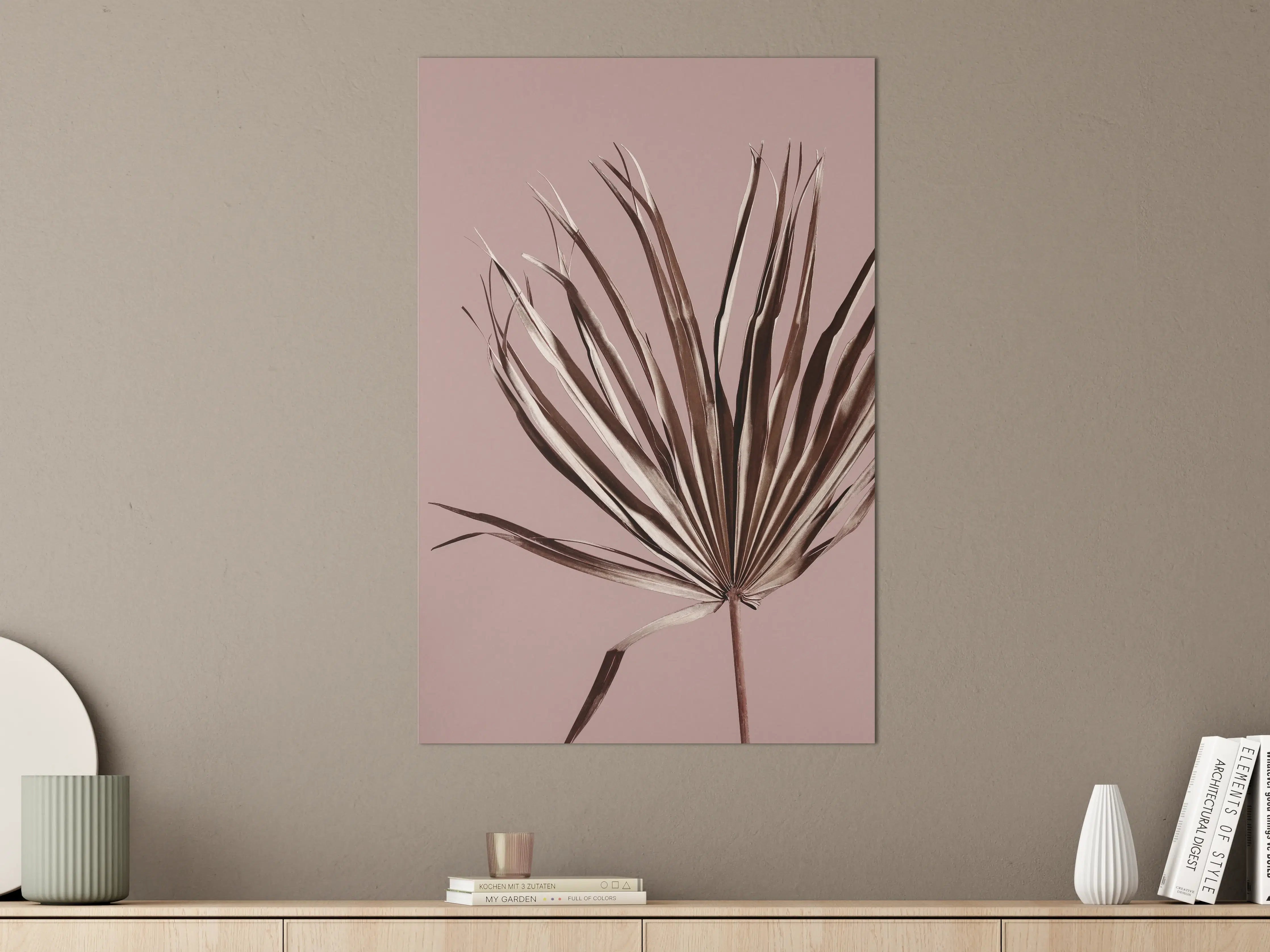Große Wandbilder - Elegante Palmblätter in sanften Tönen