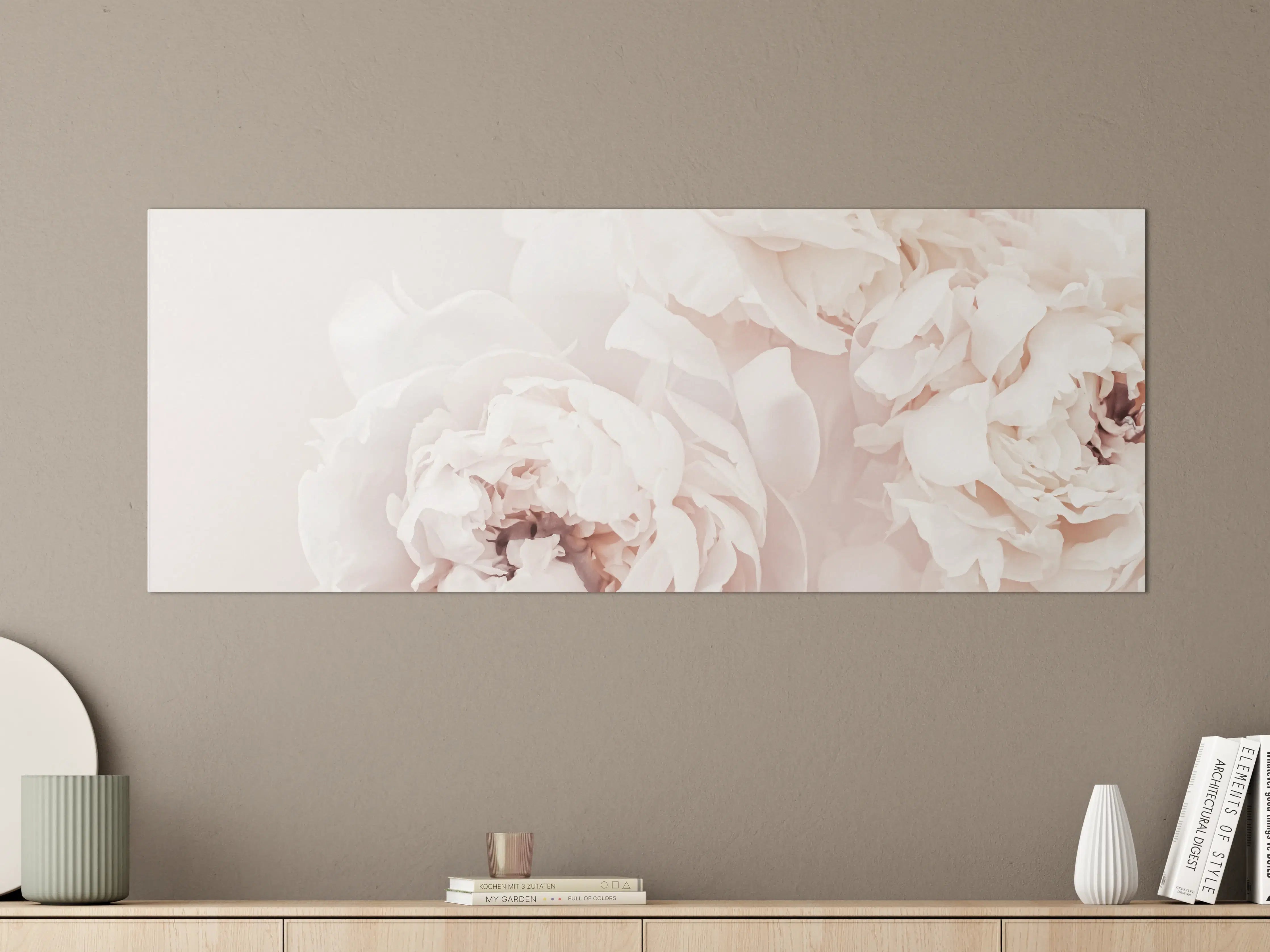 Große Wandbilder - Elegante Pfingstrosen in Pastellfarben