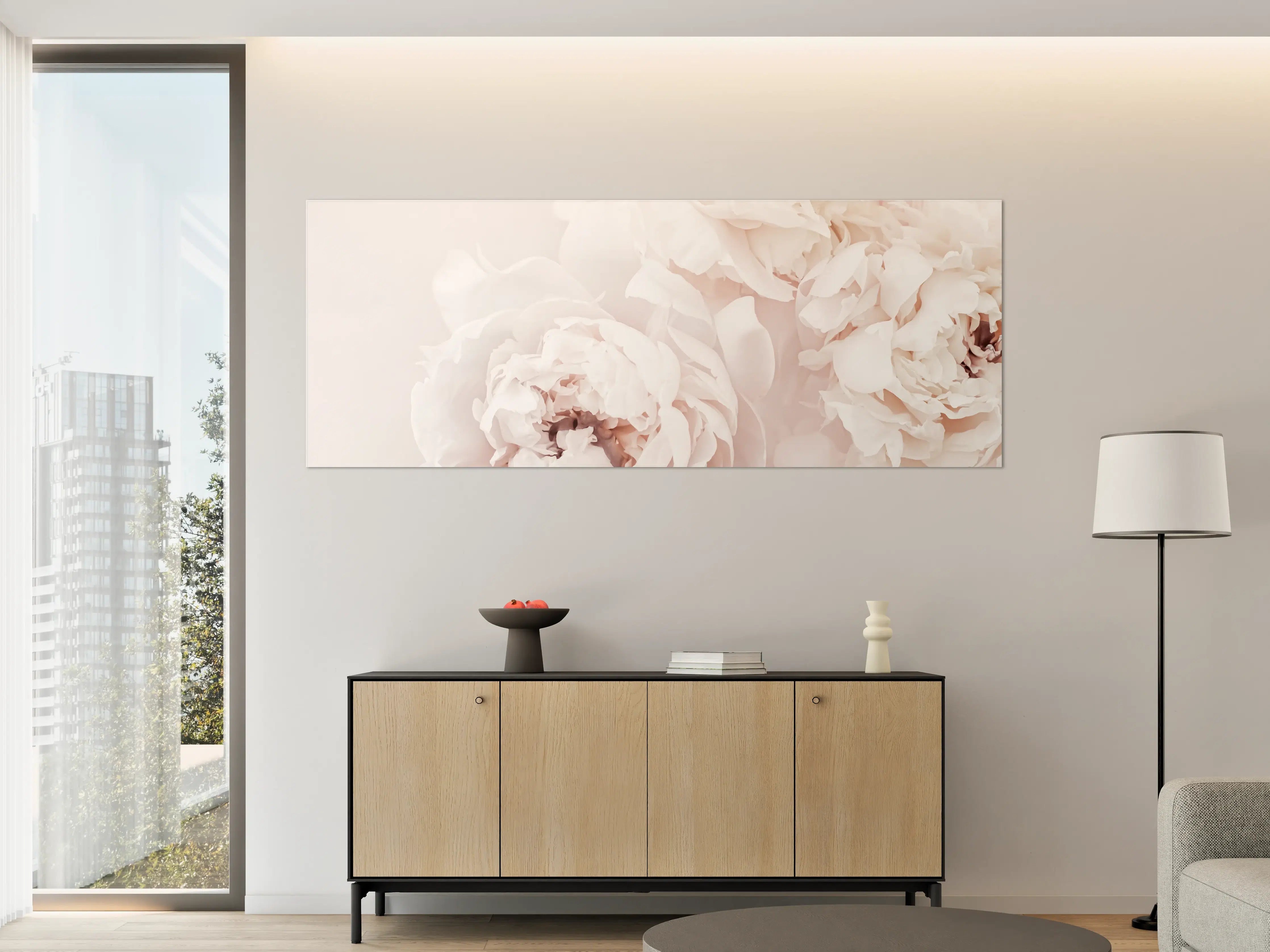 Große Wandbilder - Elegante Pfingstrosen in Pastellfarben