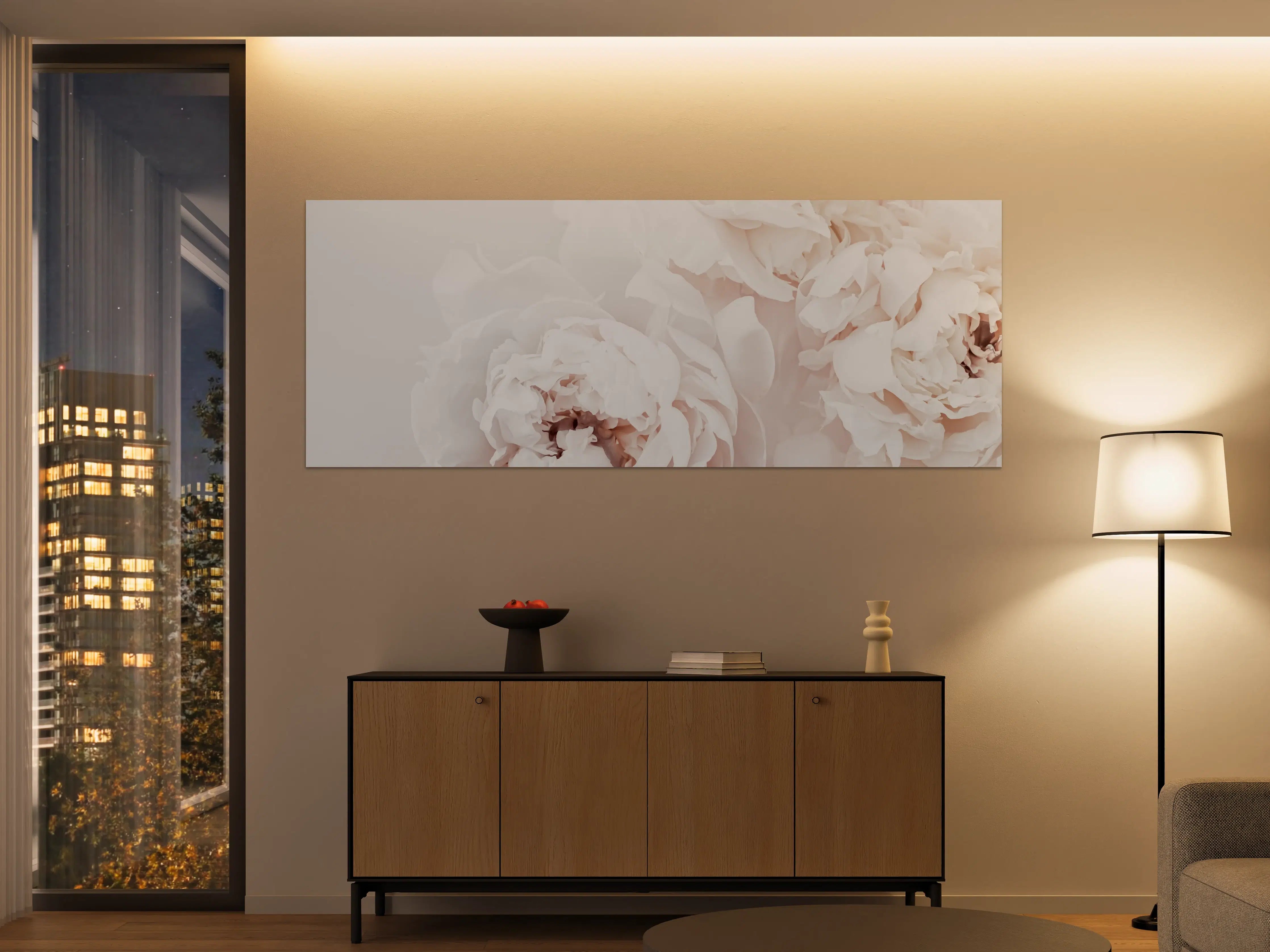 Große Wandbilder - Elegante Pfingstrosen in Pastellfarben