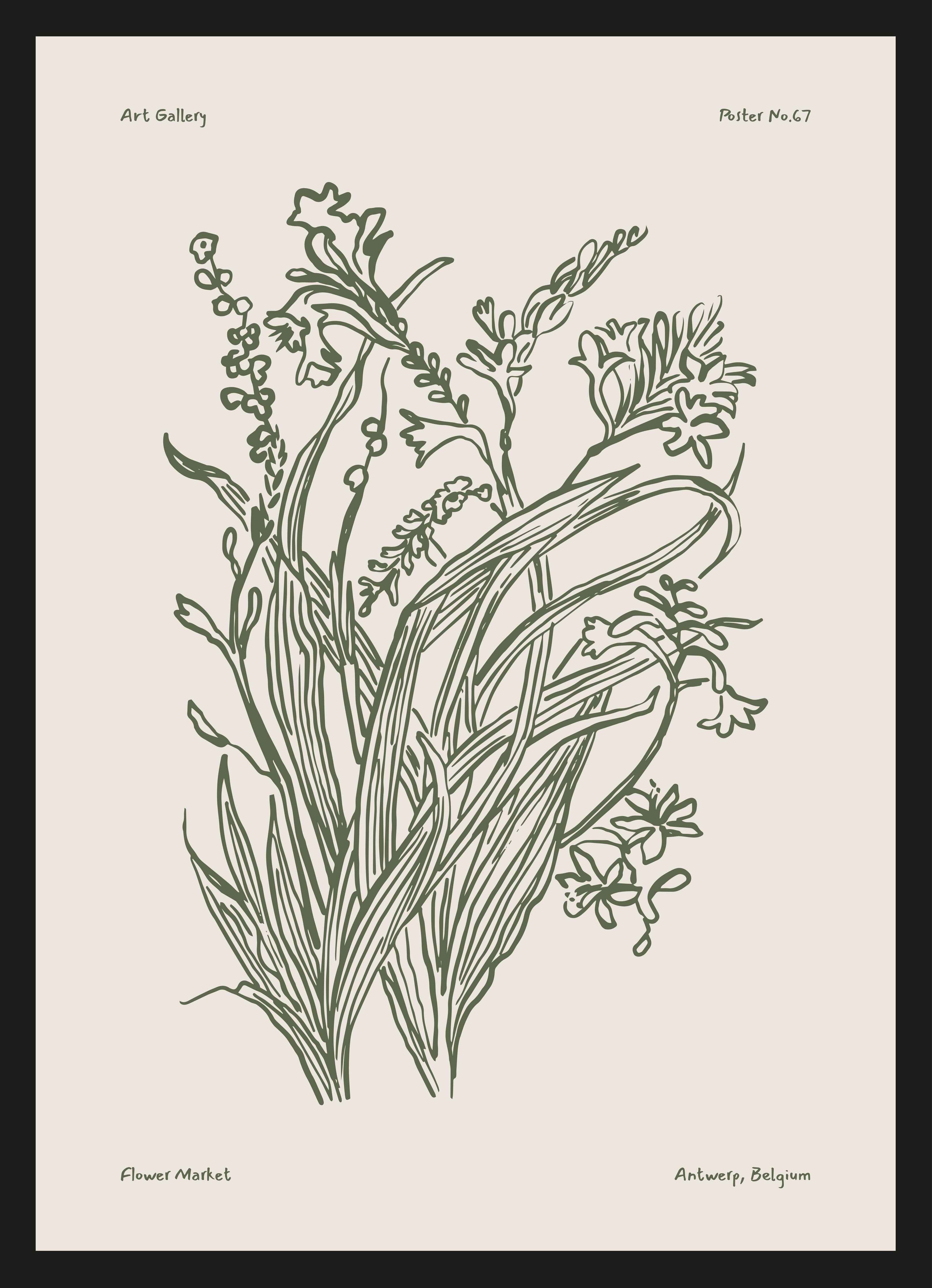 Große Wandbilder-Elegante Pflanzenillustration in dezenten Farben