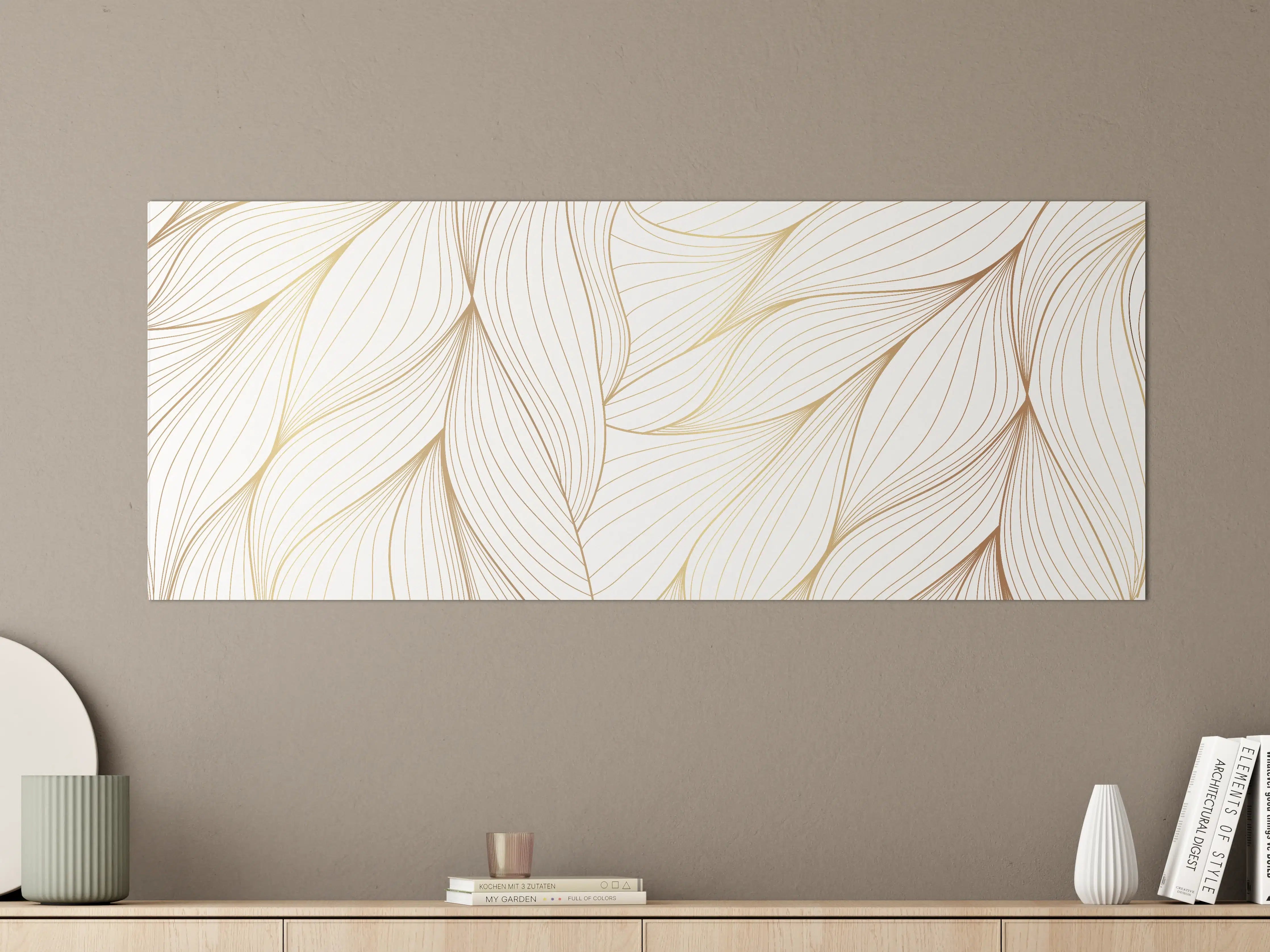 Große Wandbilder - Elegante Weiß-Beige Wellenlinien