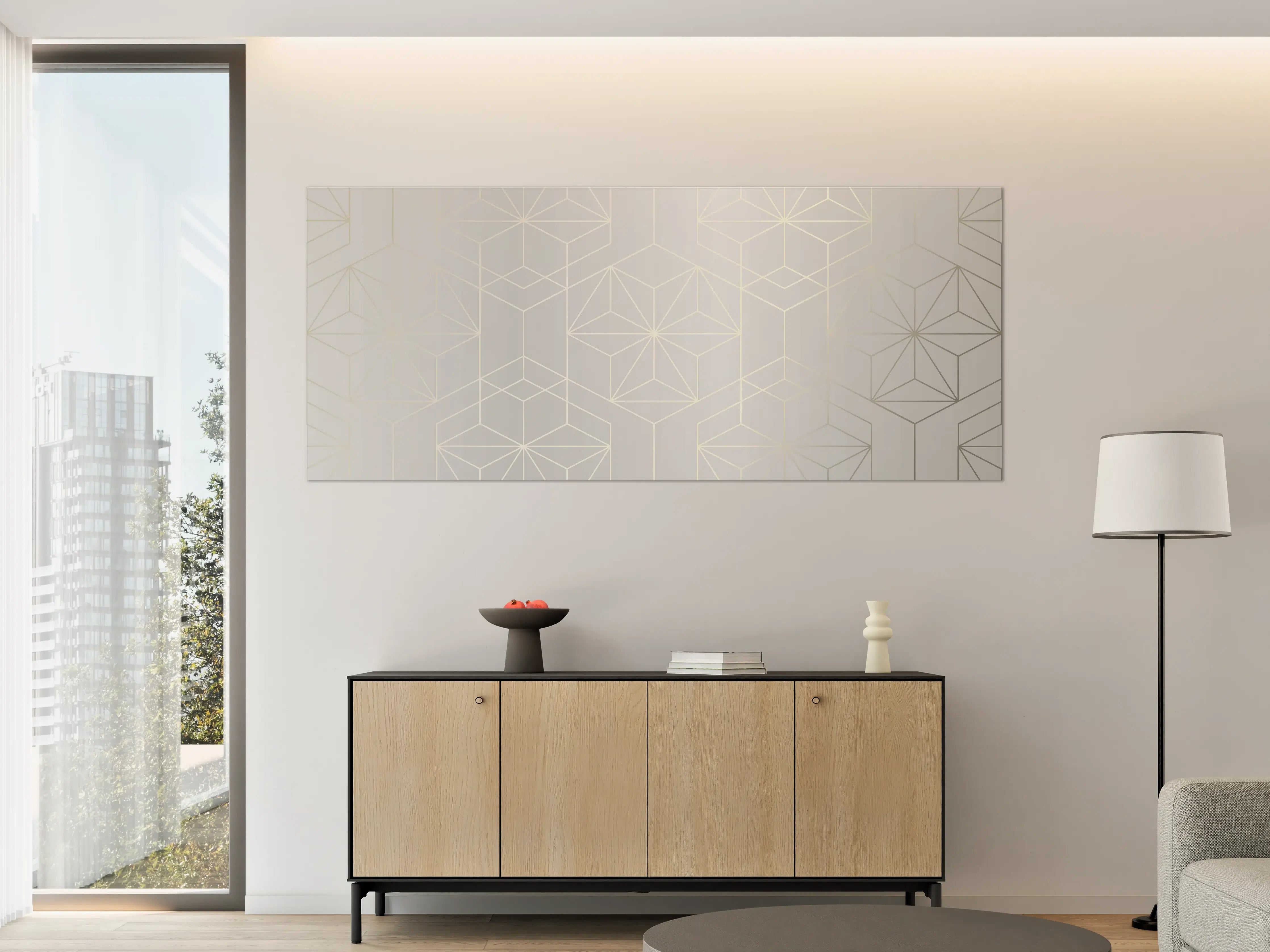 Große Wandbilder - Elegante Weiß-Grau-Geometrie
