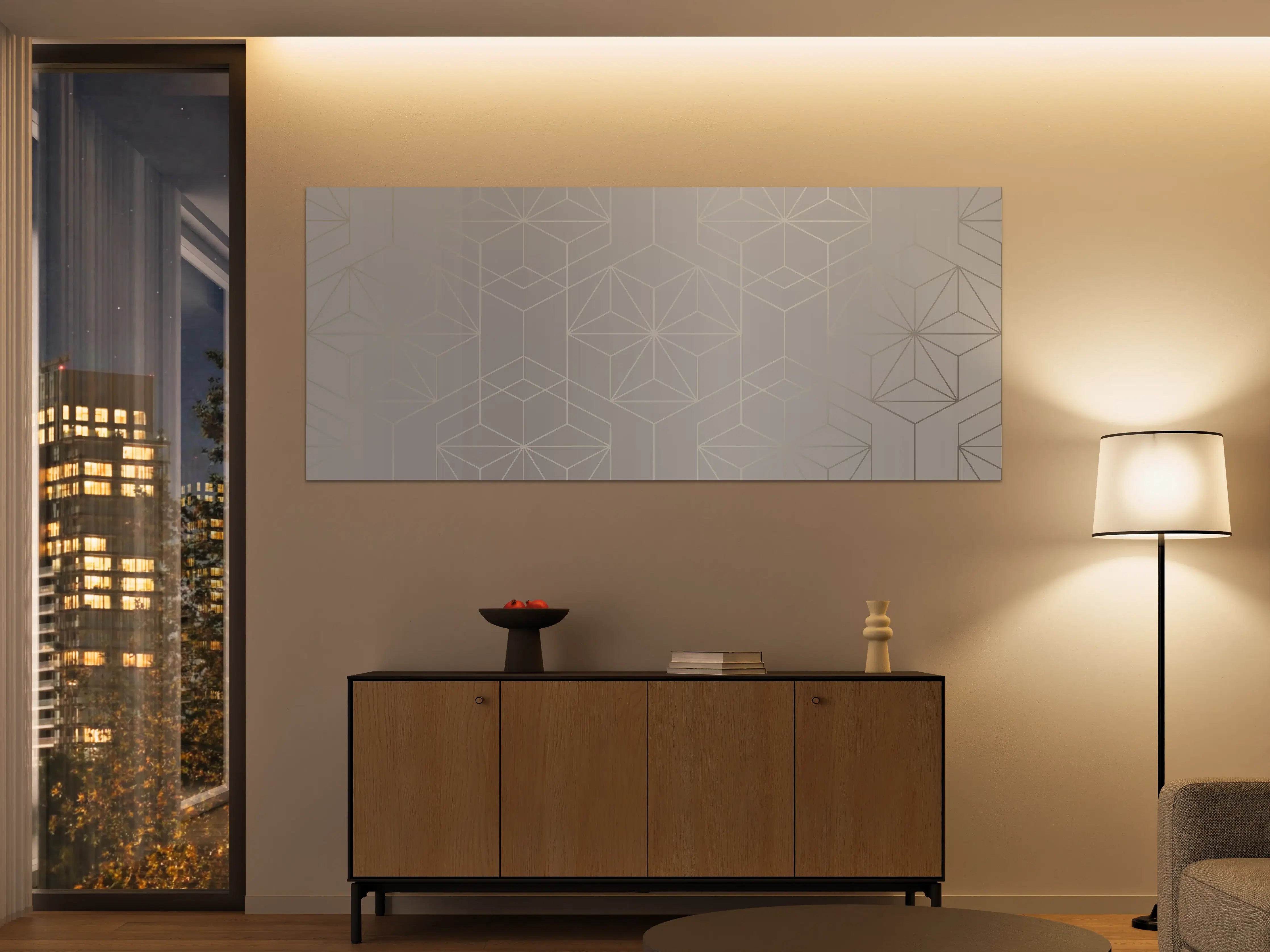Große Wandbilder - Elegante Weiß-Grau-Geometrie