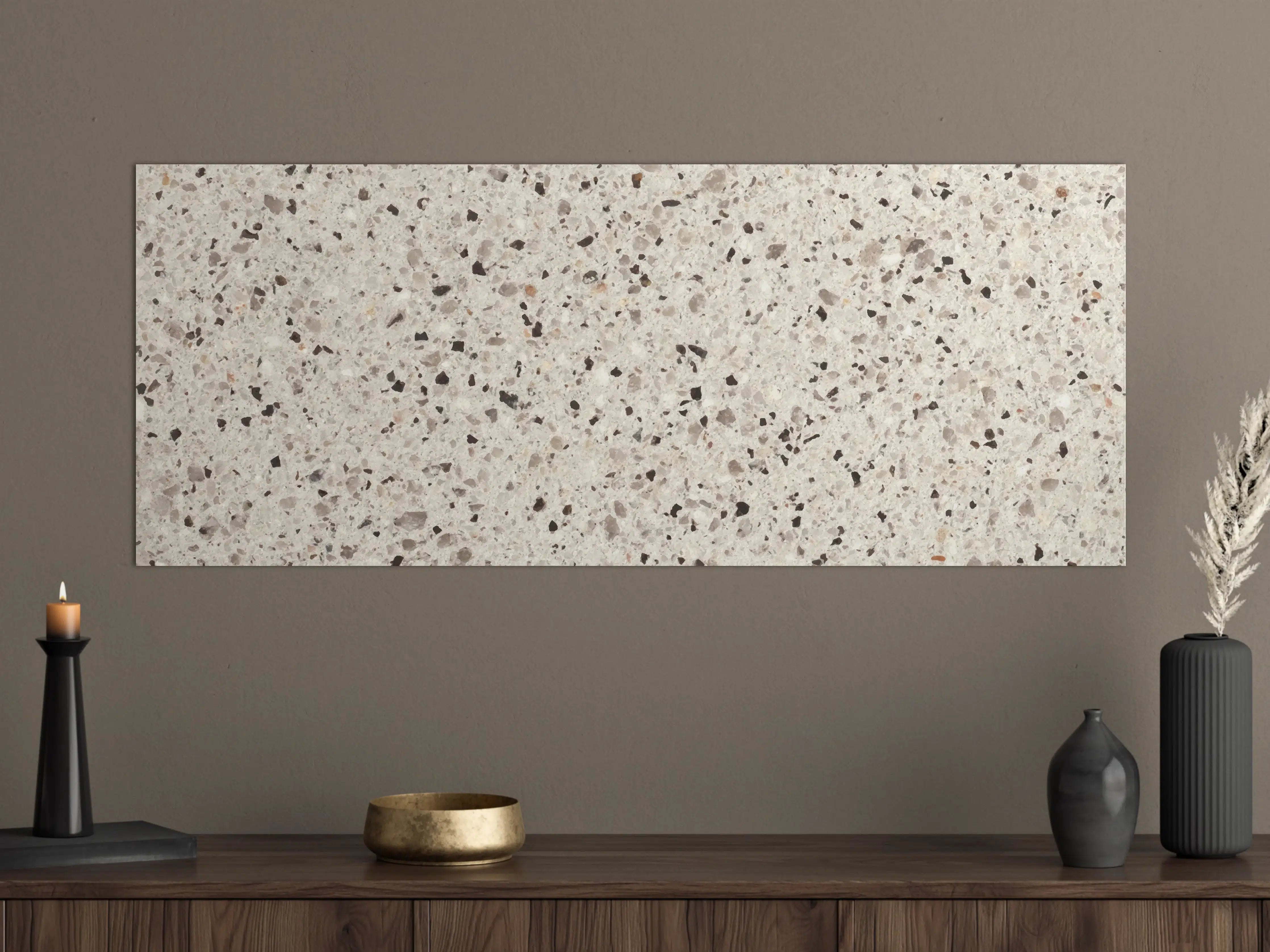 Große Wandbilder - Elegante Weiß-Grau Terrazzo-Optik