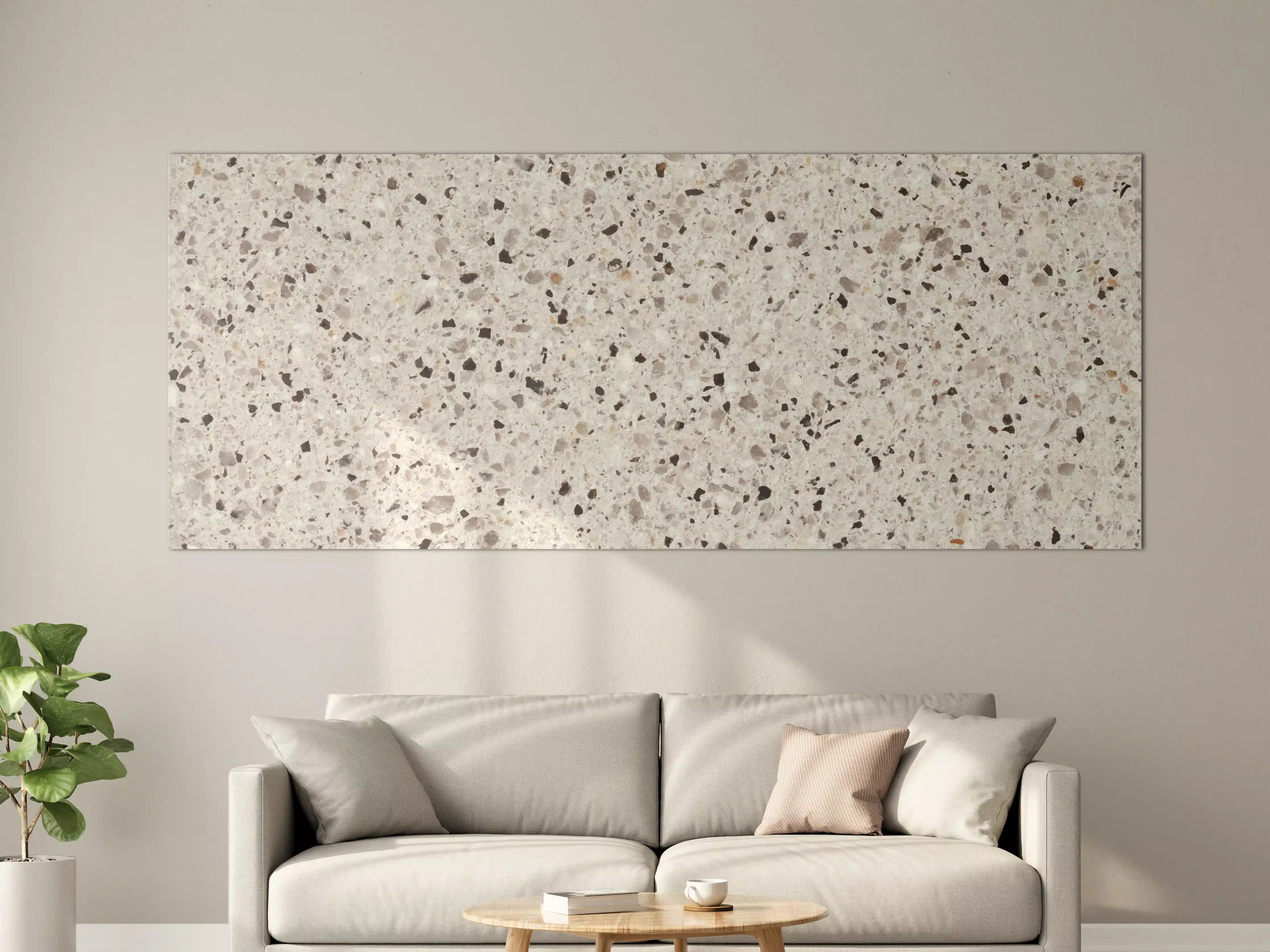 Große Wandbilder - Elegante Weiß-Grau Terrazzo-Optik