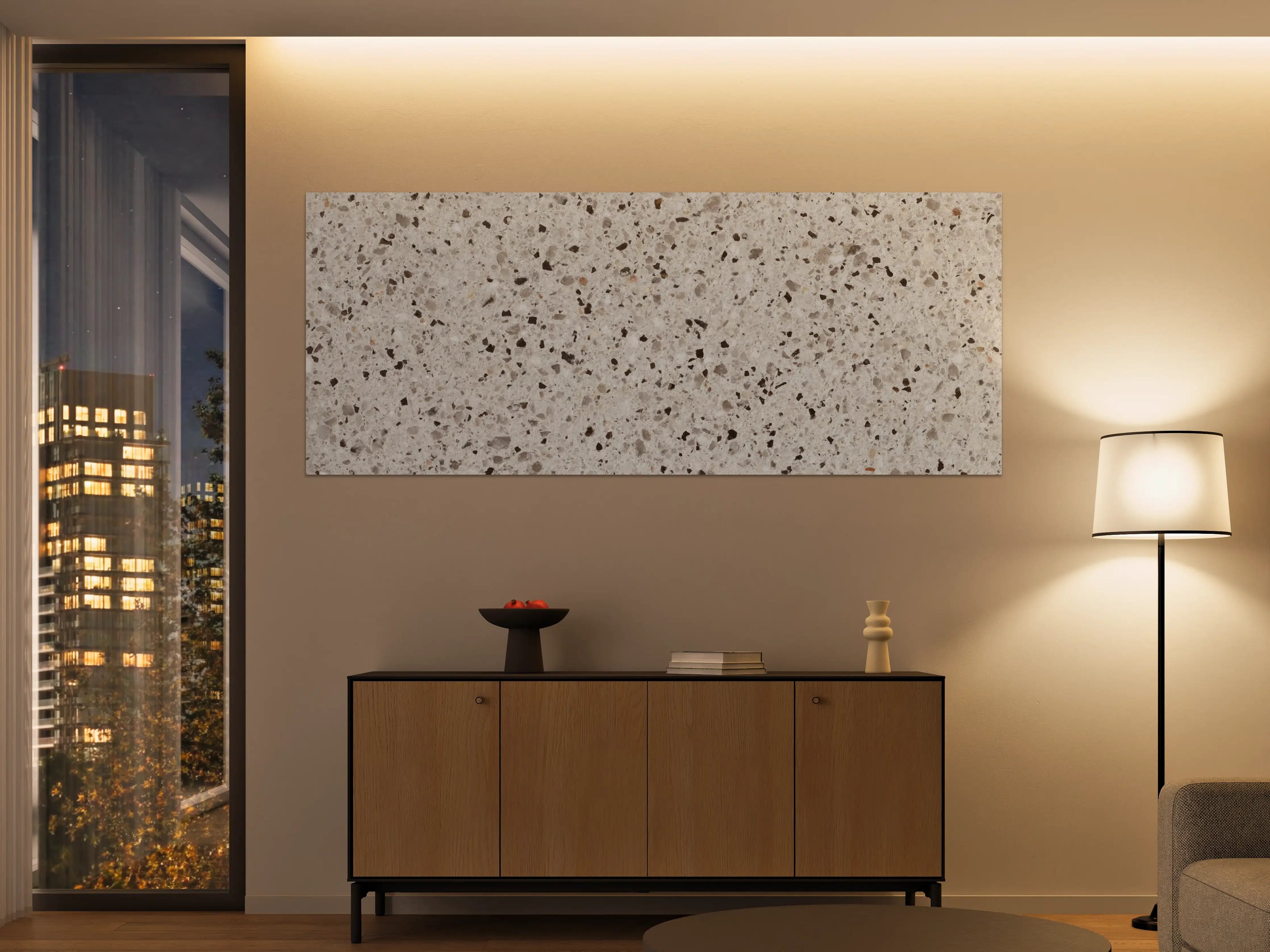 Große Wandbilder - Elegante Weiß-Grau Terrazzo-Optik