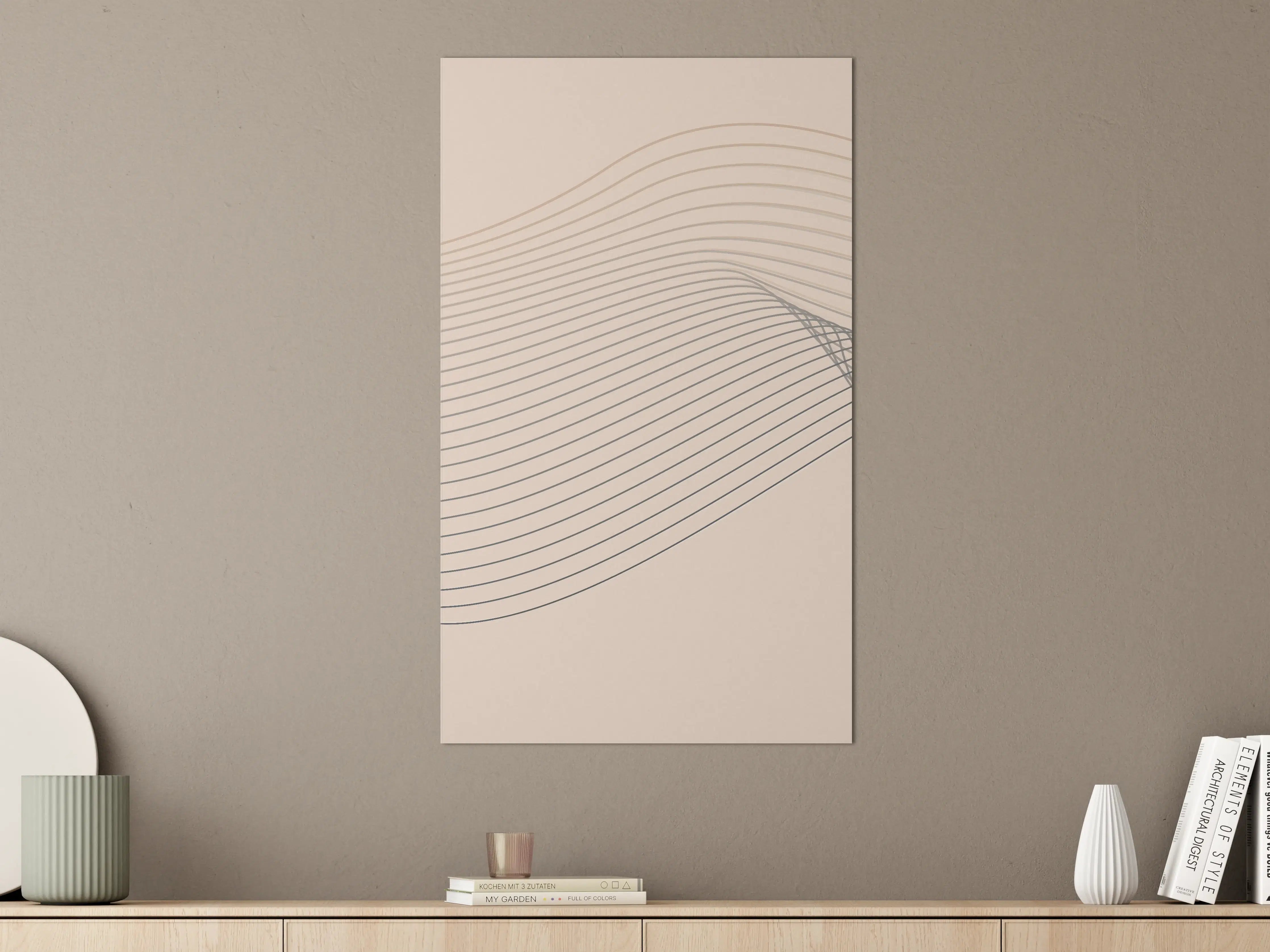 Große Wandbilder - Elegante beige Linienzeichnung
